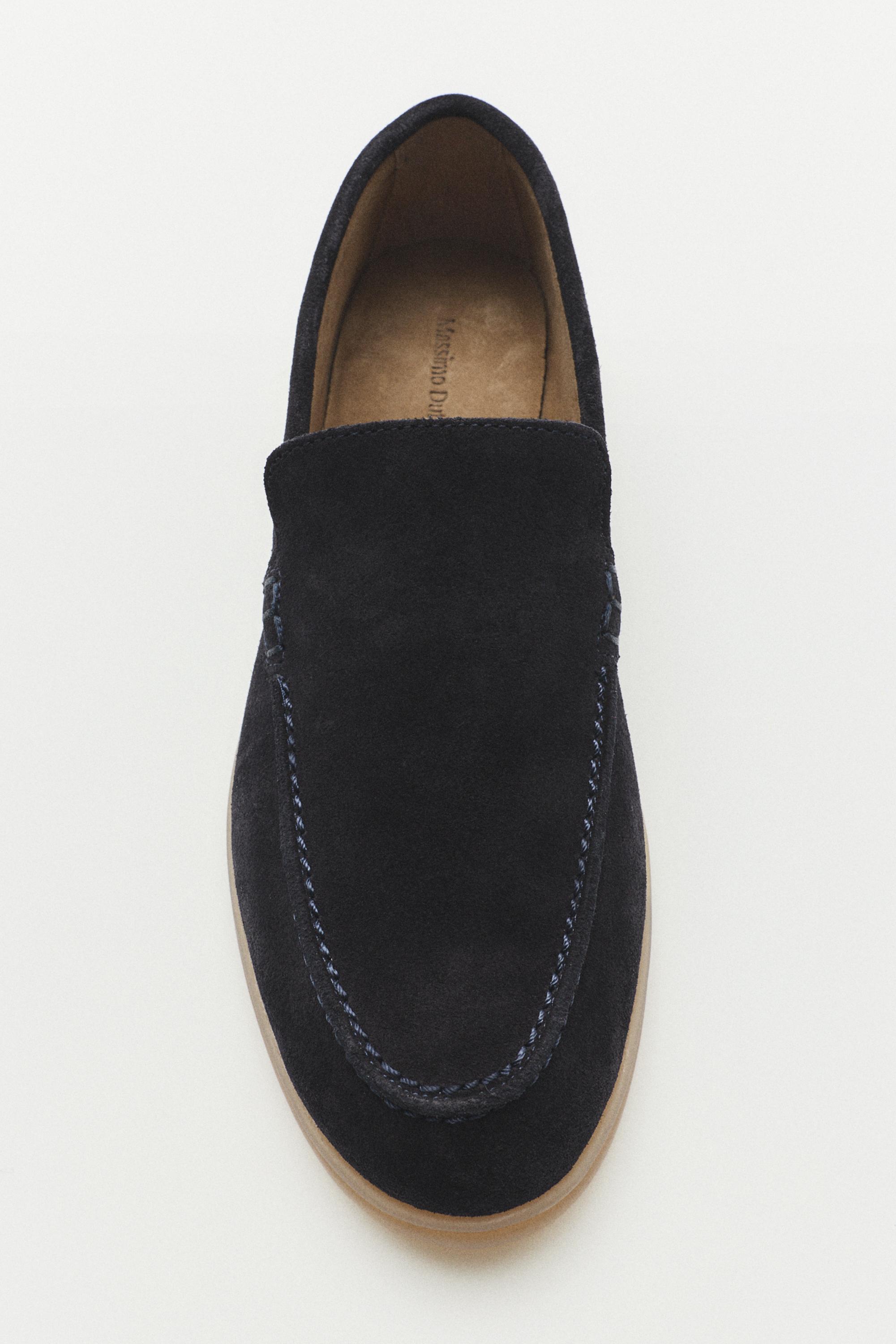 Split leather loafers — BLUE