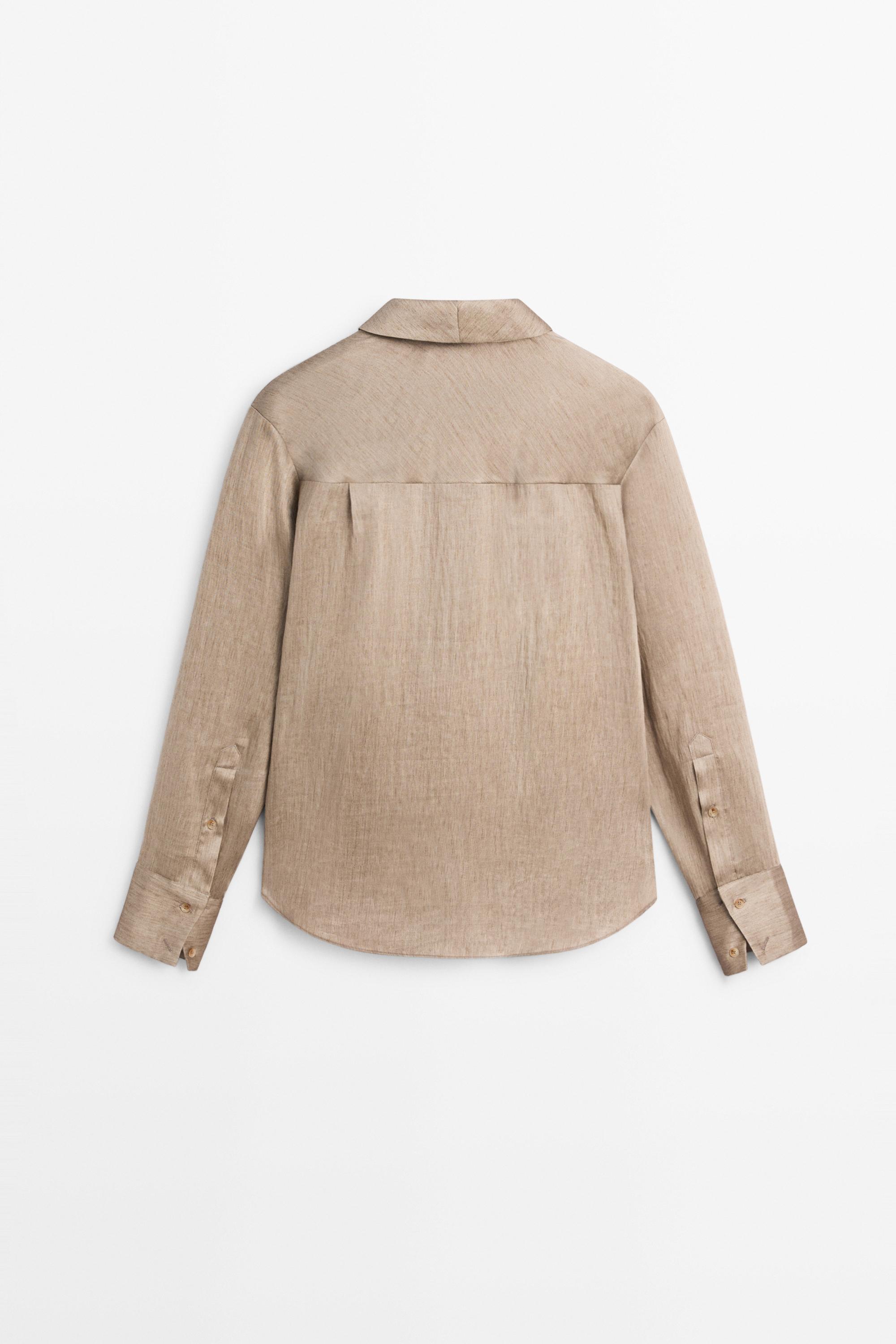 Studio satin flowing shirt — STONE