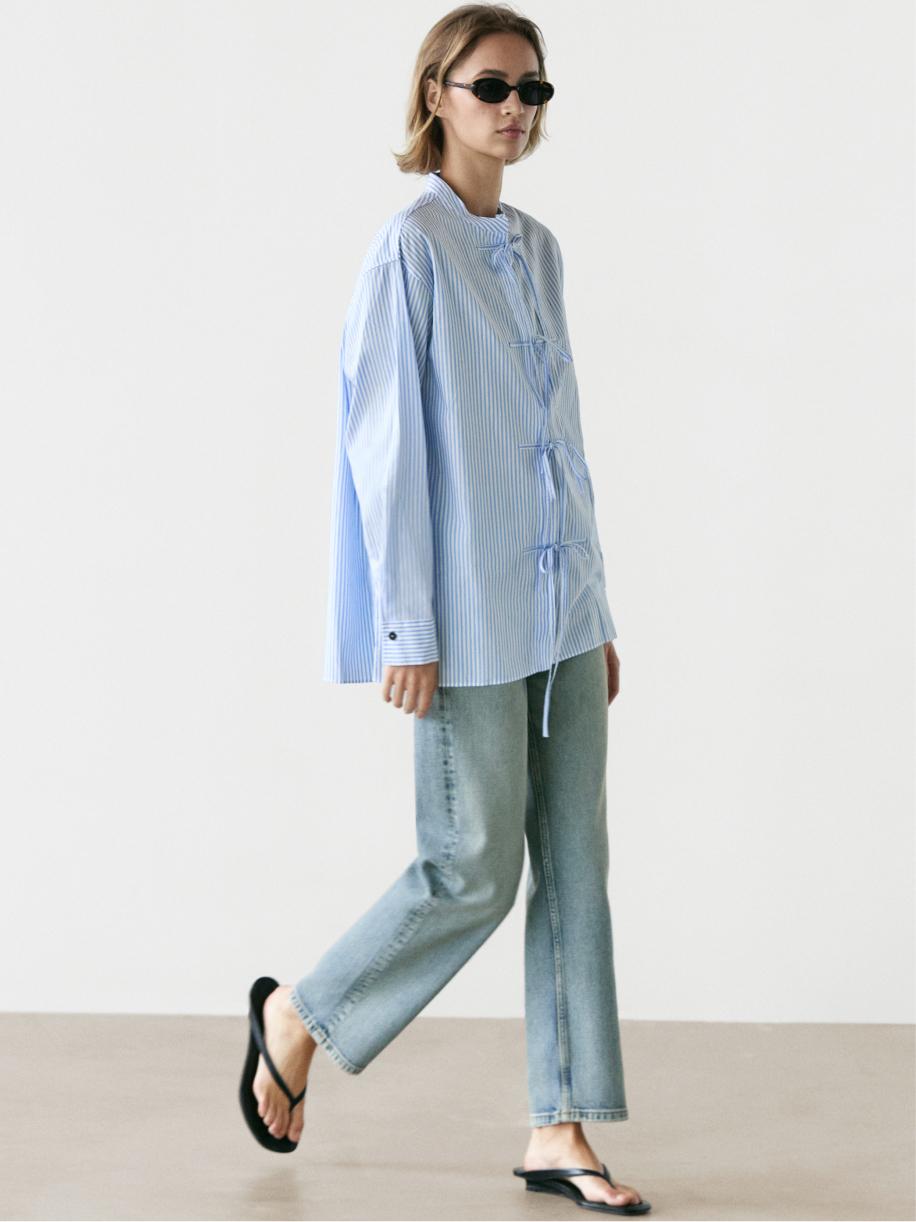 100% cotton striped shirt — SKY BLUE
