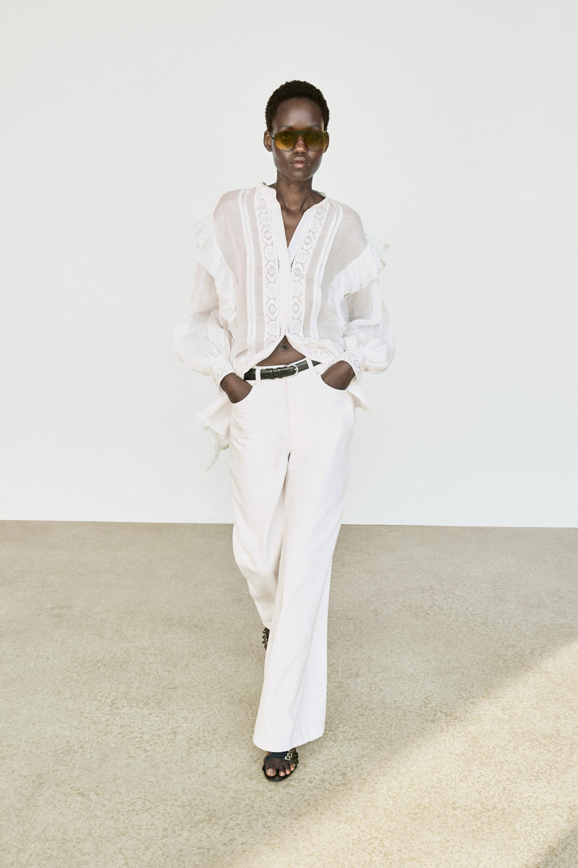 High-waist wide-leg jeans — Off white