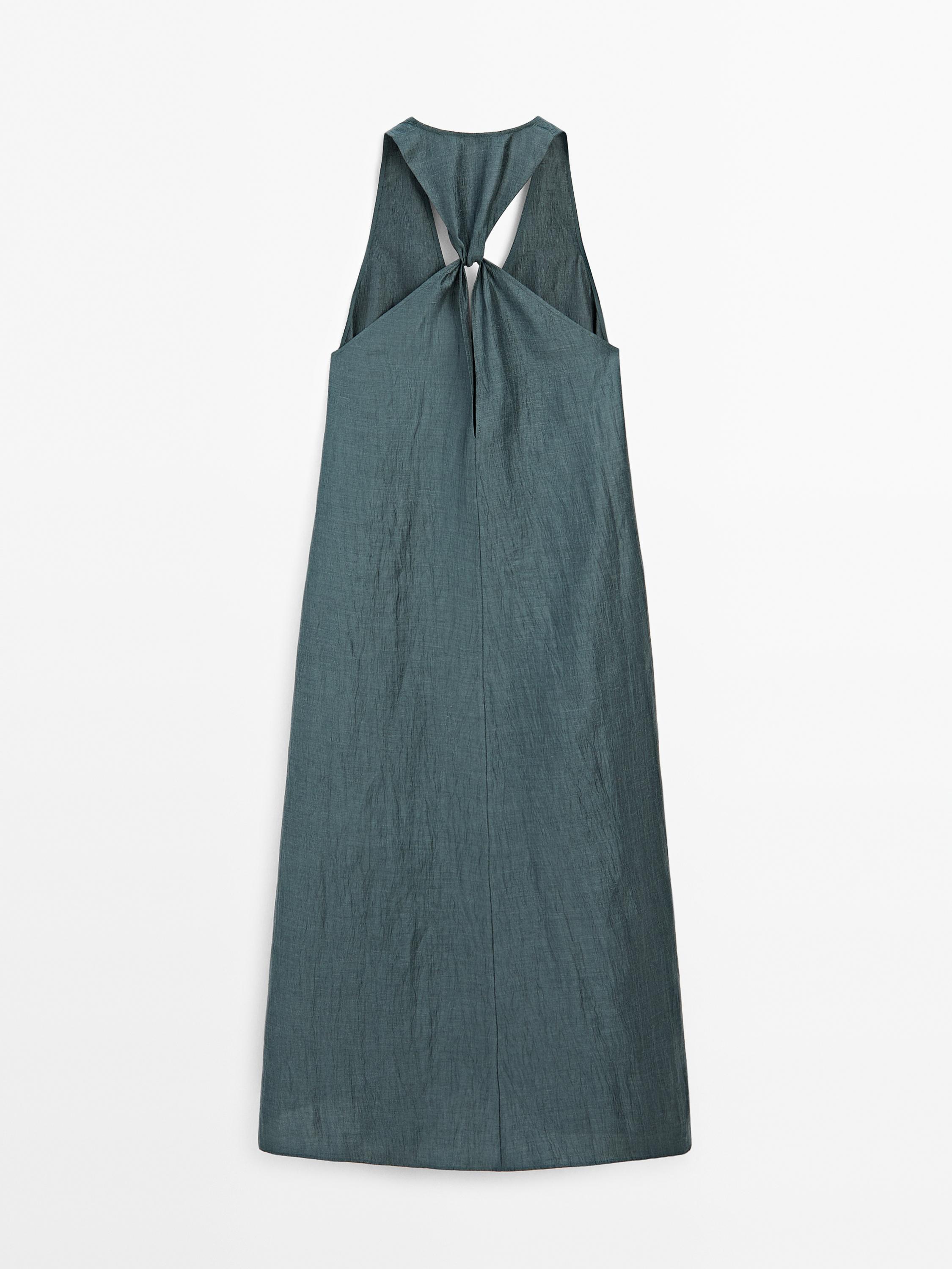 Linen blend dress with back detail