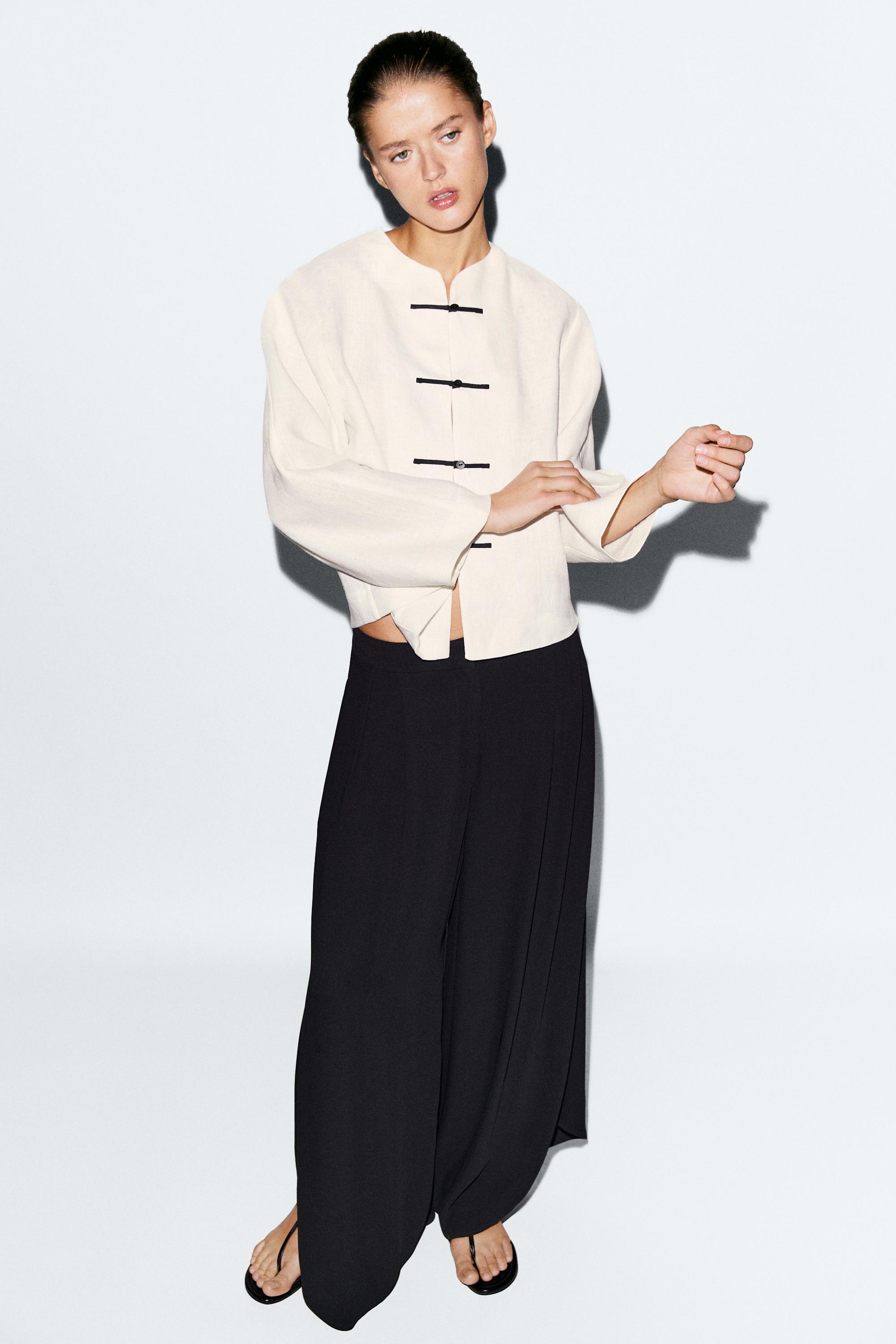 100% linen flowing shirt with button detail