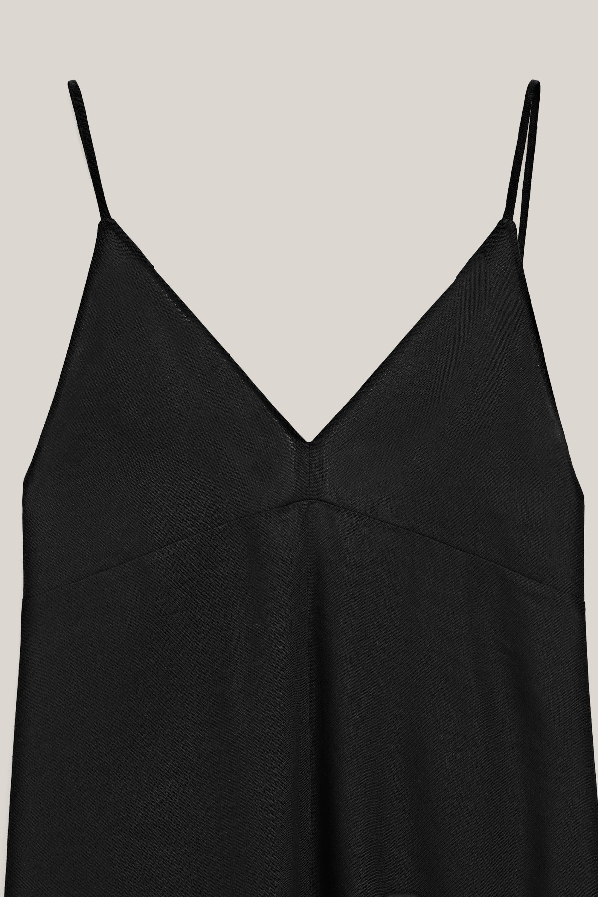 Flowing linen blend slip dress - LIMITED EDITION — BLACK