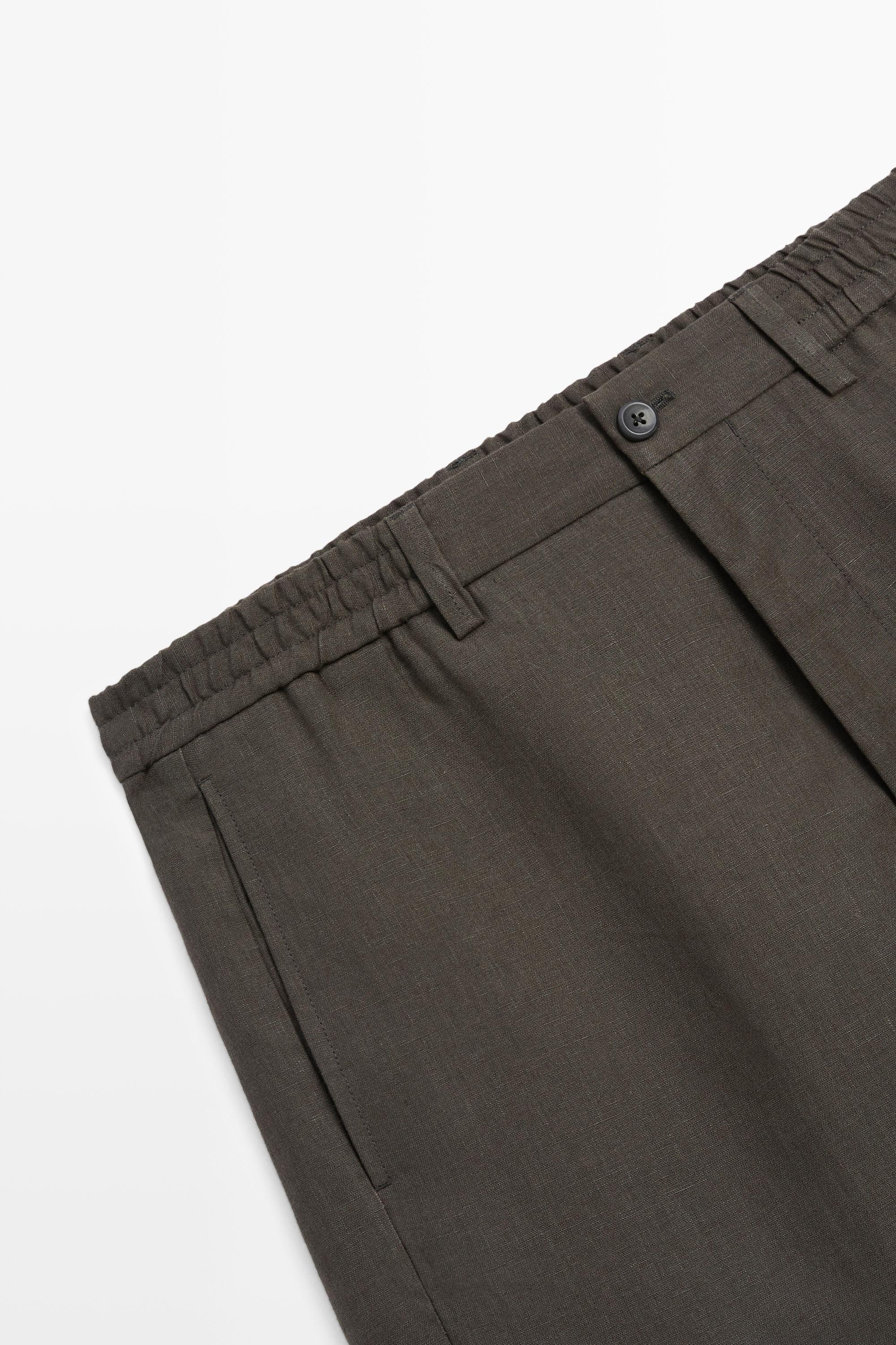 100% linen short Bermuda shorts — DARK GREEN