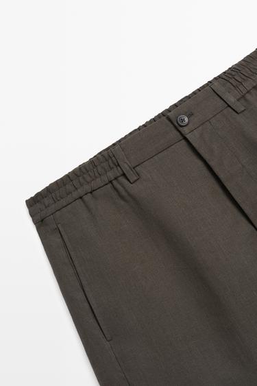 100% linen short Bermuda shorts — DARK GREEN 9
