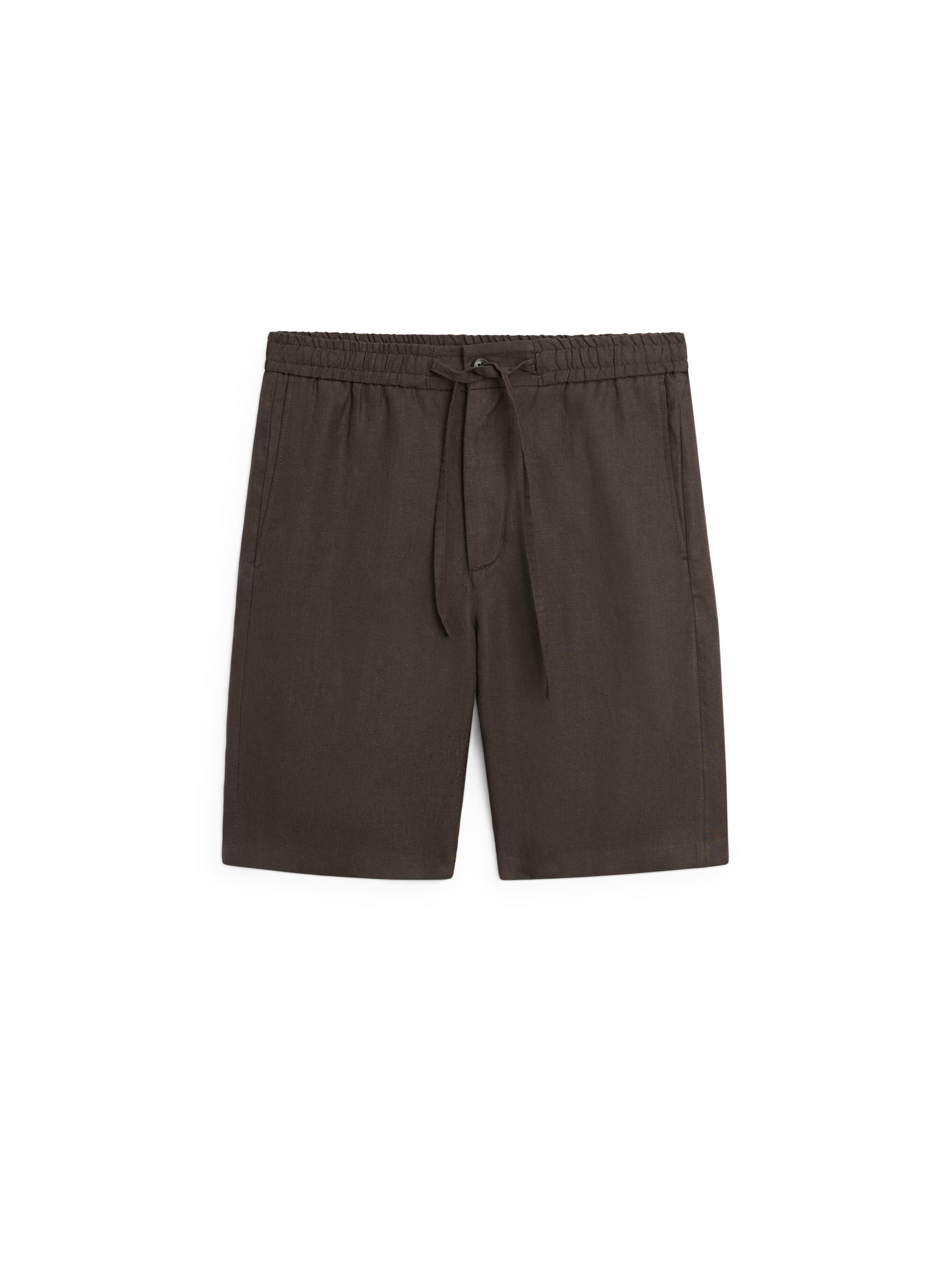 100% linen short Bermuda shorts — BROWN