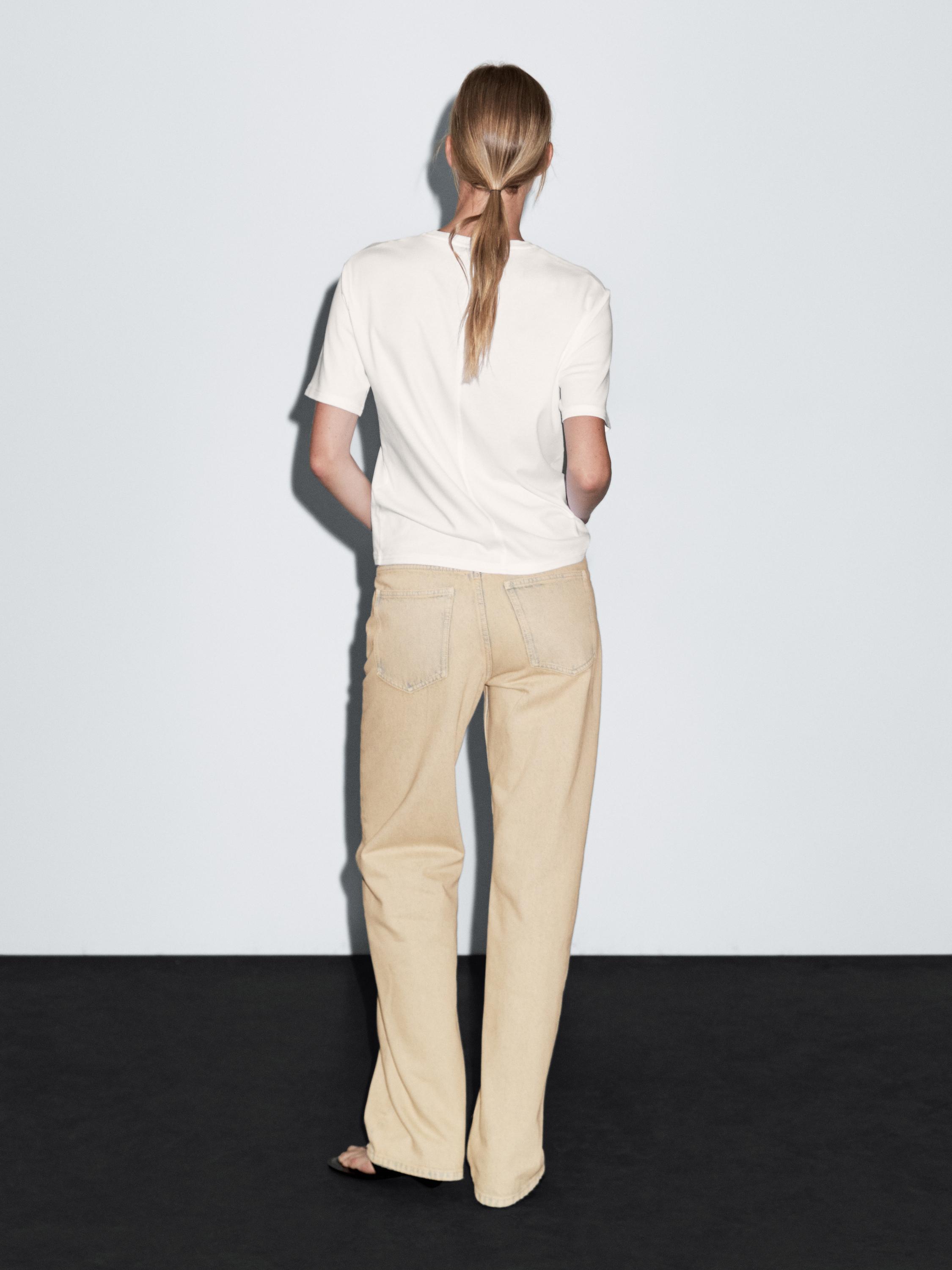 Mid-rise wide-leg cotton jeans