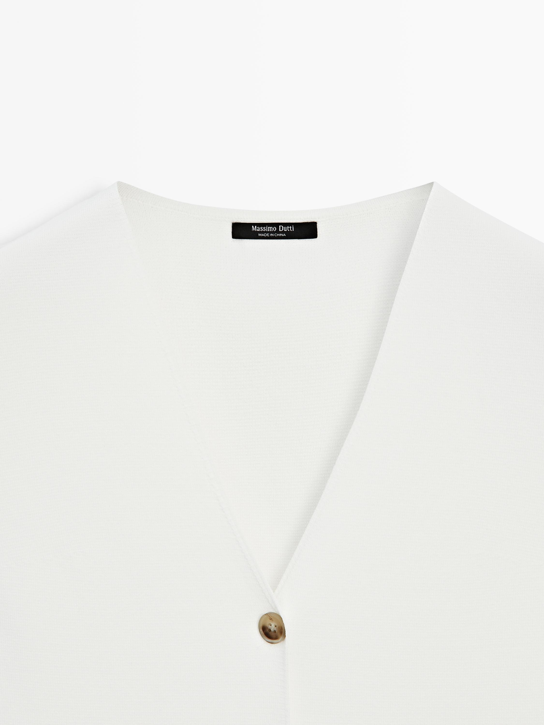 Knit waistcoat with button details — WHITE