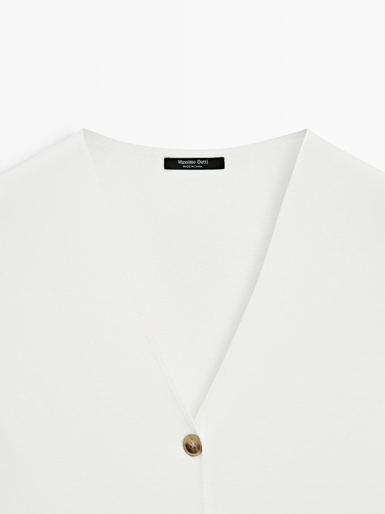 Knit waistcoat with button details — WHITE