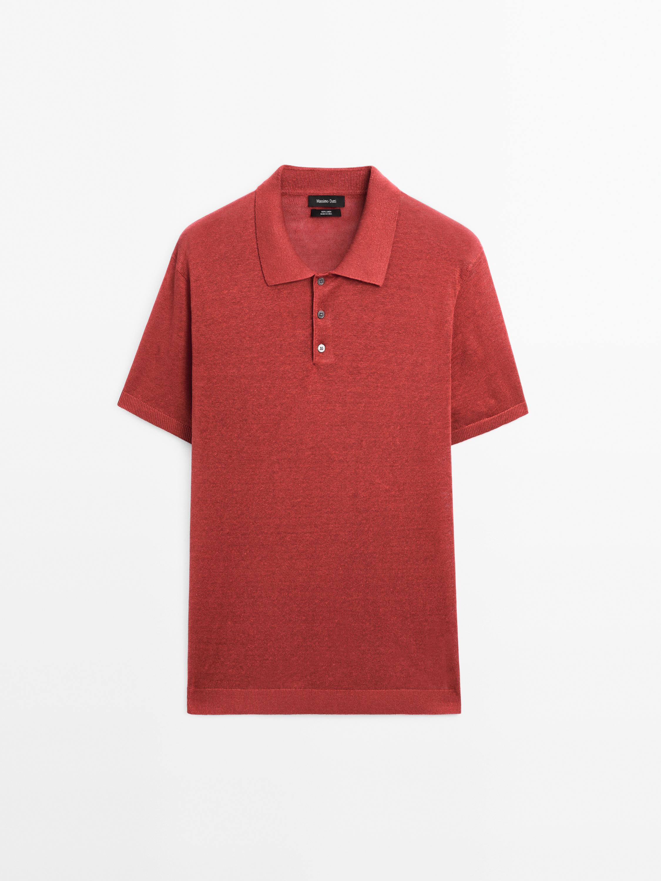 100% linen knit polo shirt