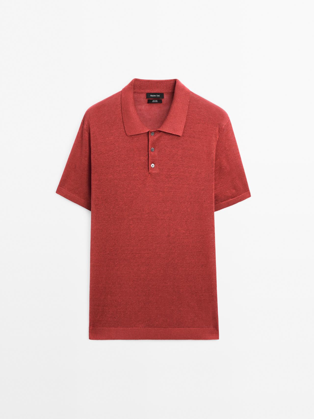 Massimo Dutti - Herre - Poloshirt I 100% Hør - Koral - L