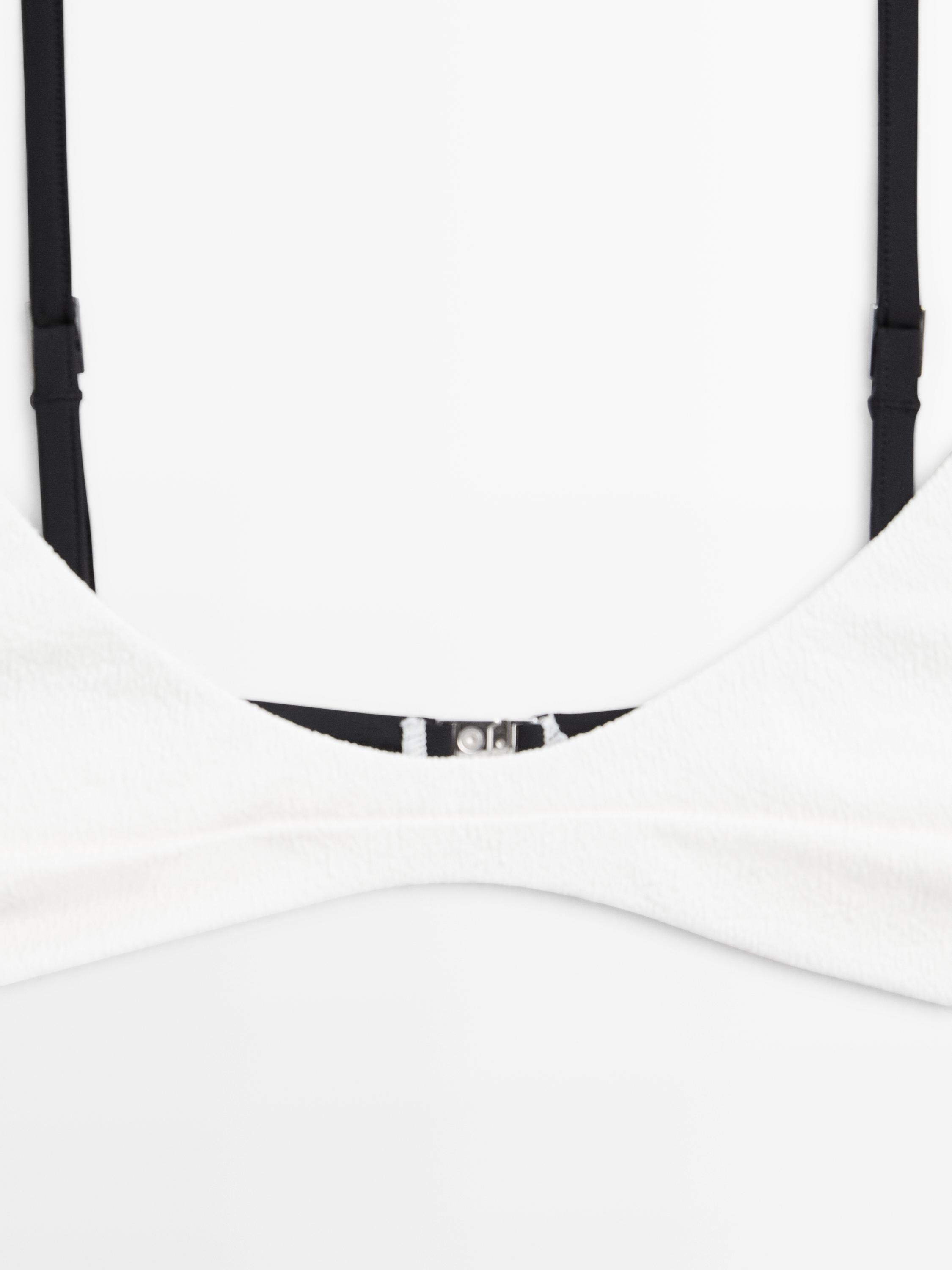 Contrast textured bikini top — Off white