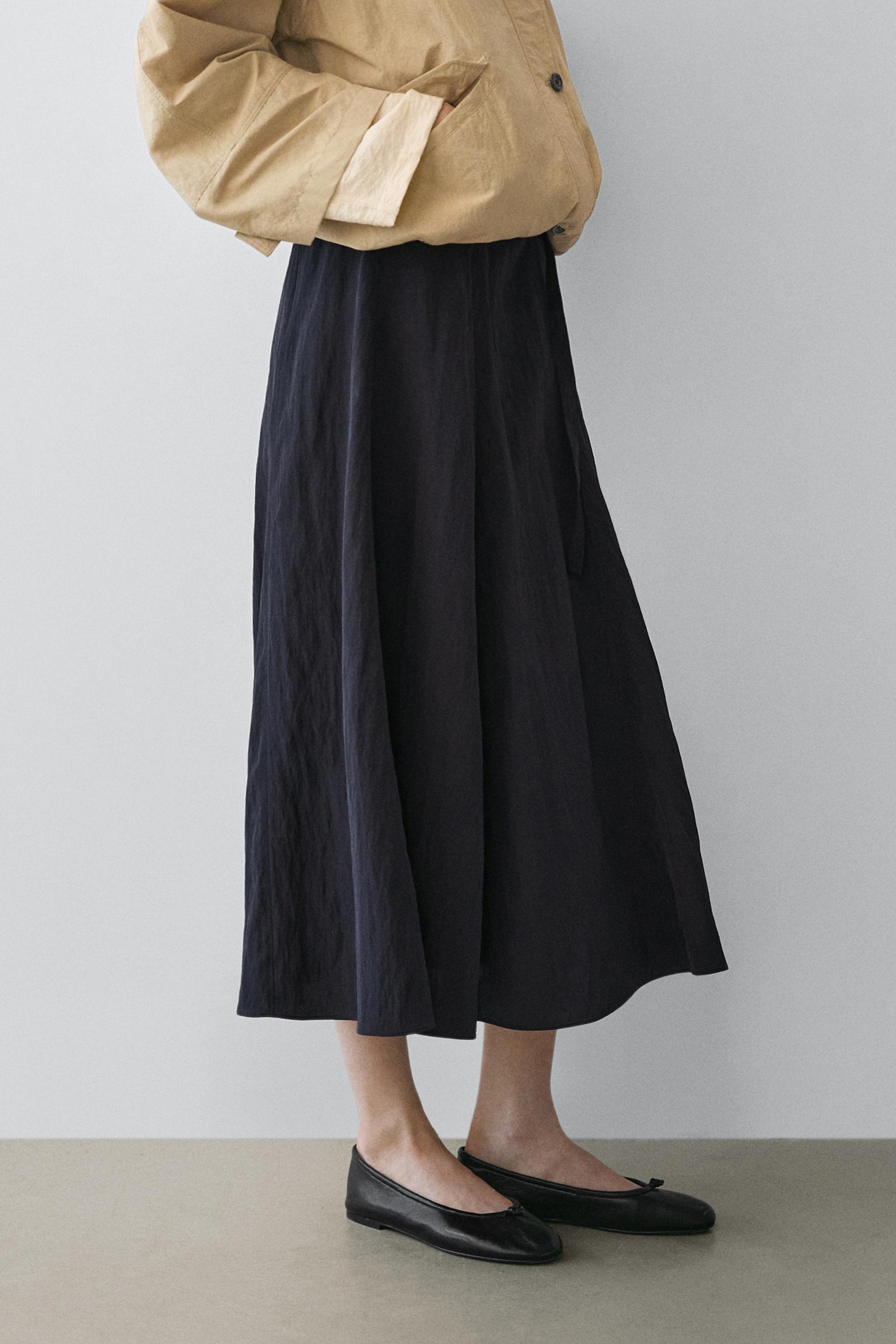 Long skirt with belt detail — GREY BLUE