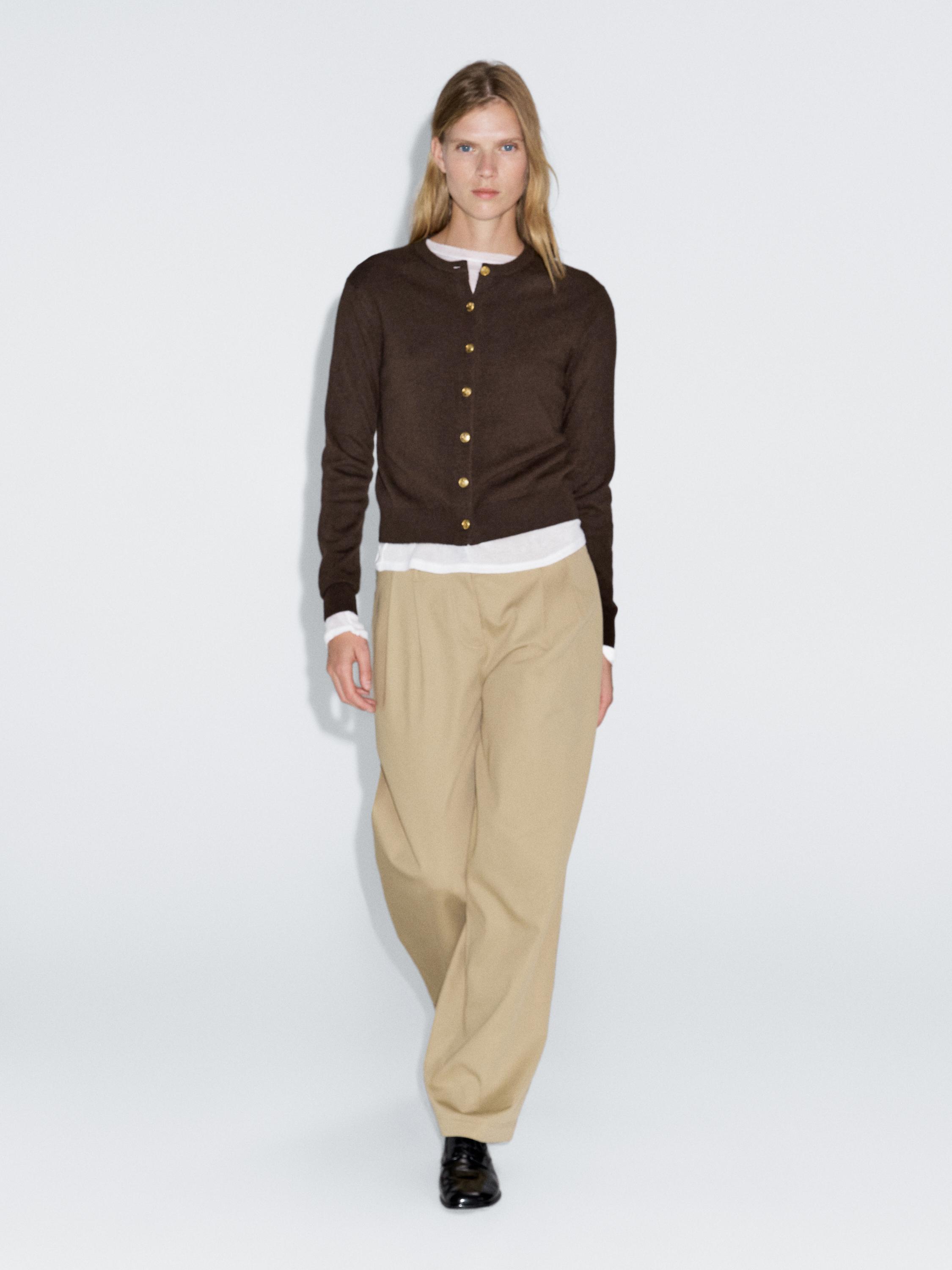 100% wool cardigan with gold buttons