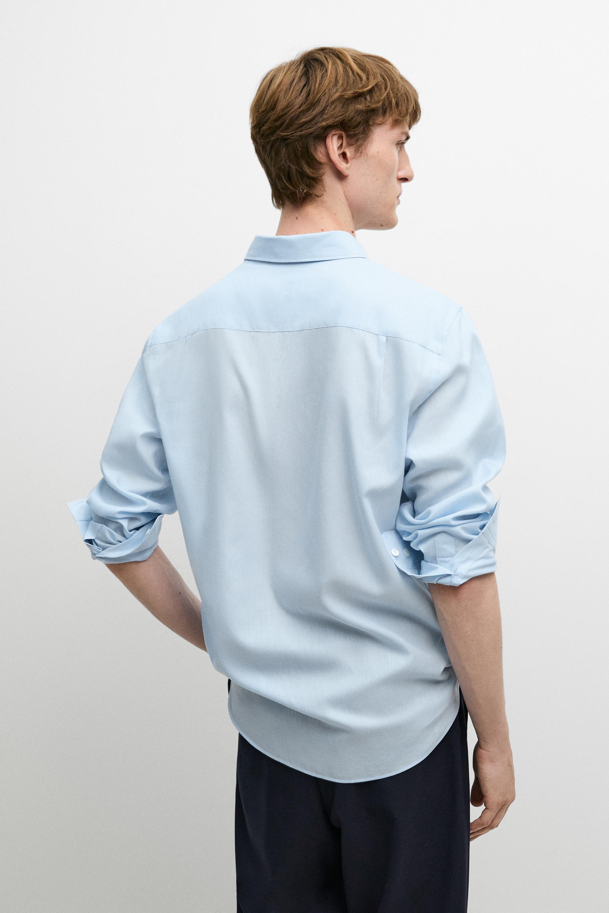 100% cotton twill regular fit shirt — Light Blue