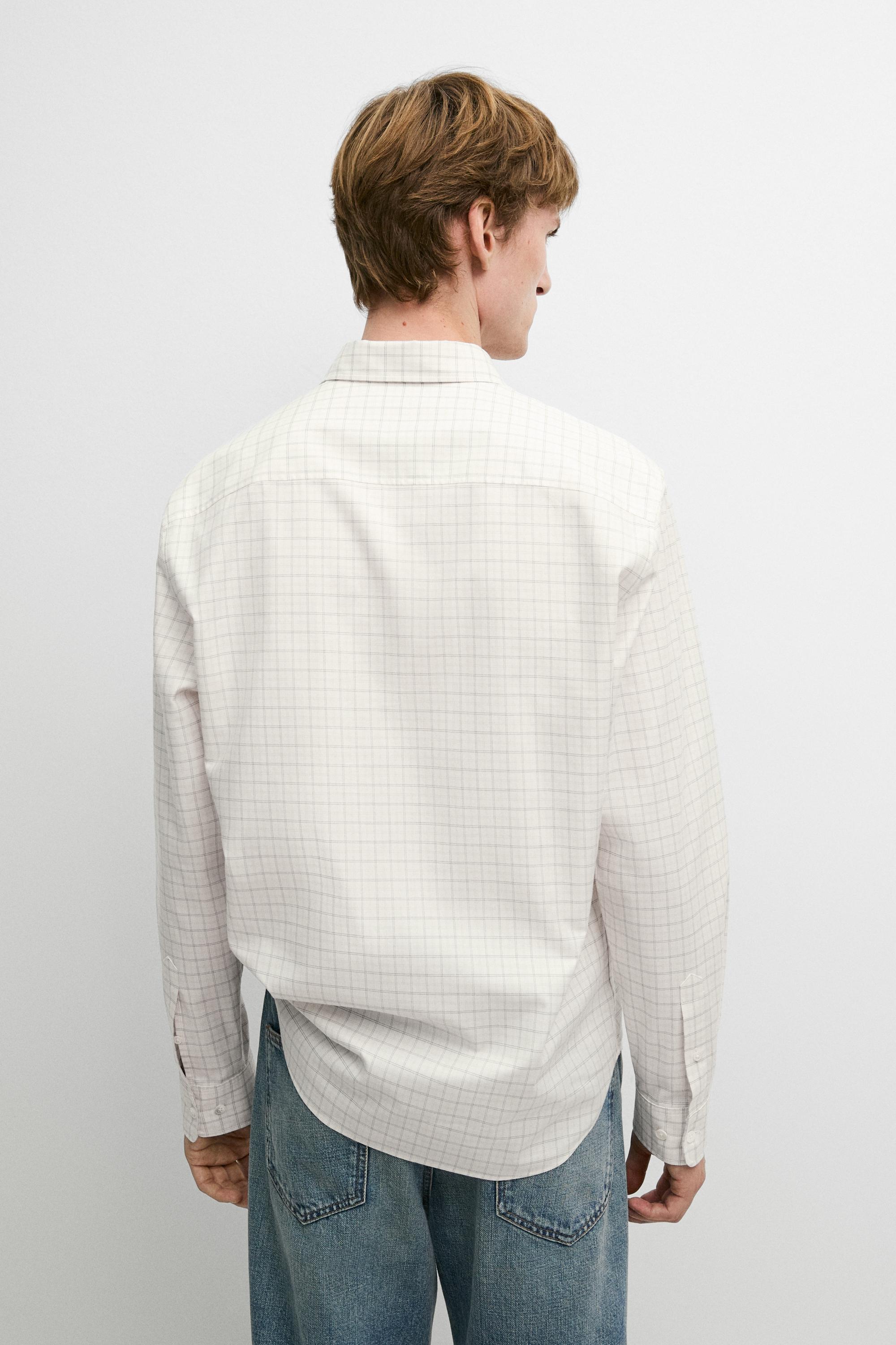 100% Cotton Regular Fit Check Shirt — Ecru