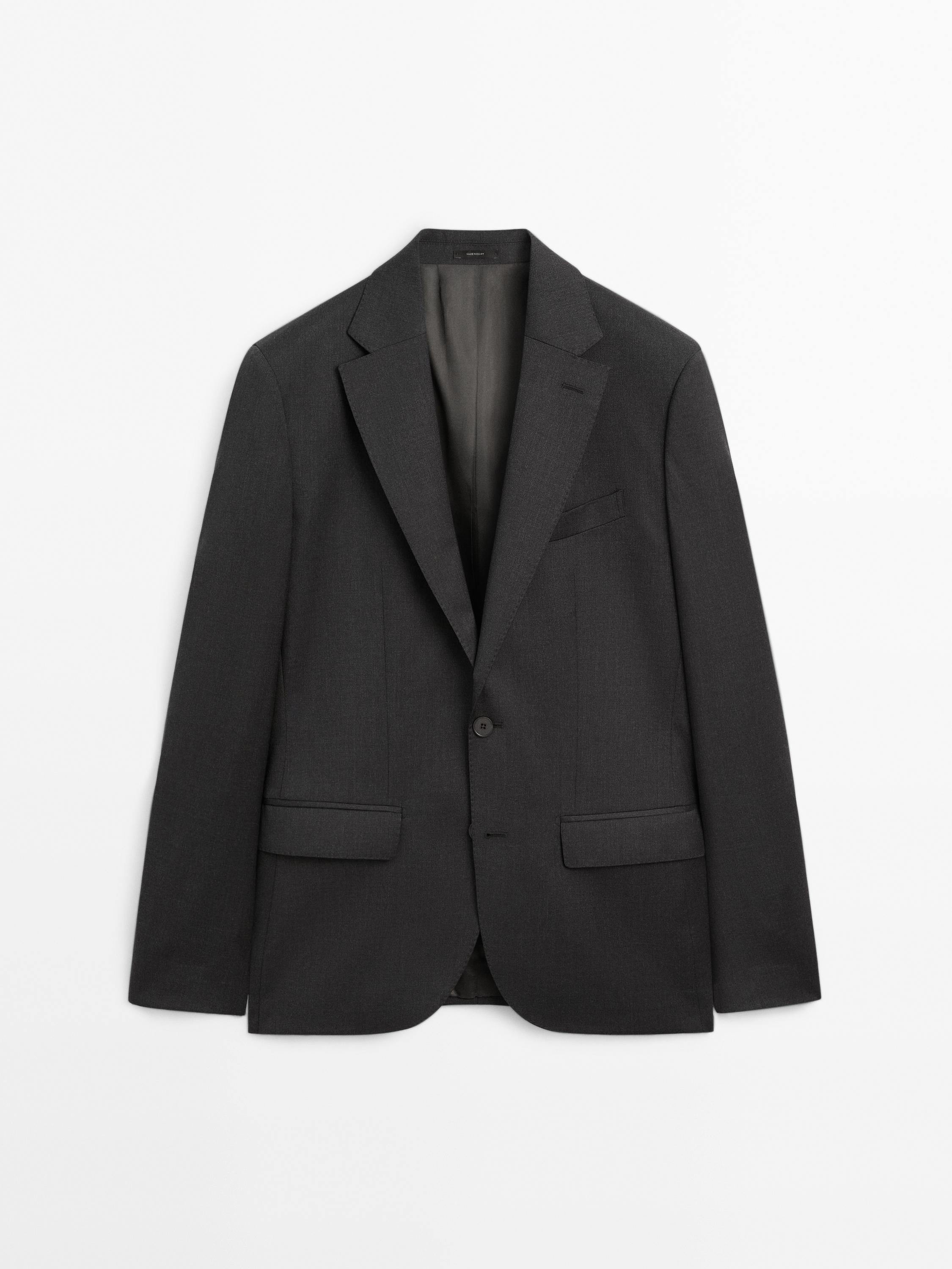 100% cool wool suit blazer — CHARCOAL