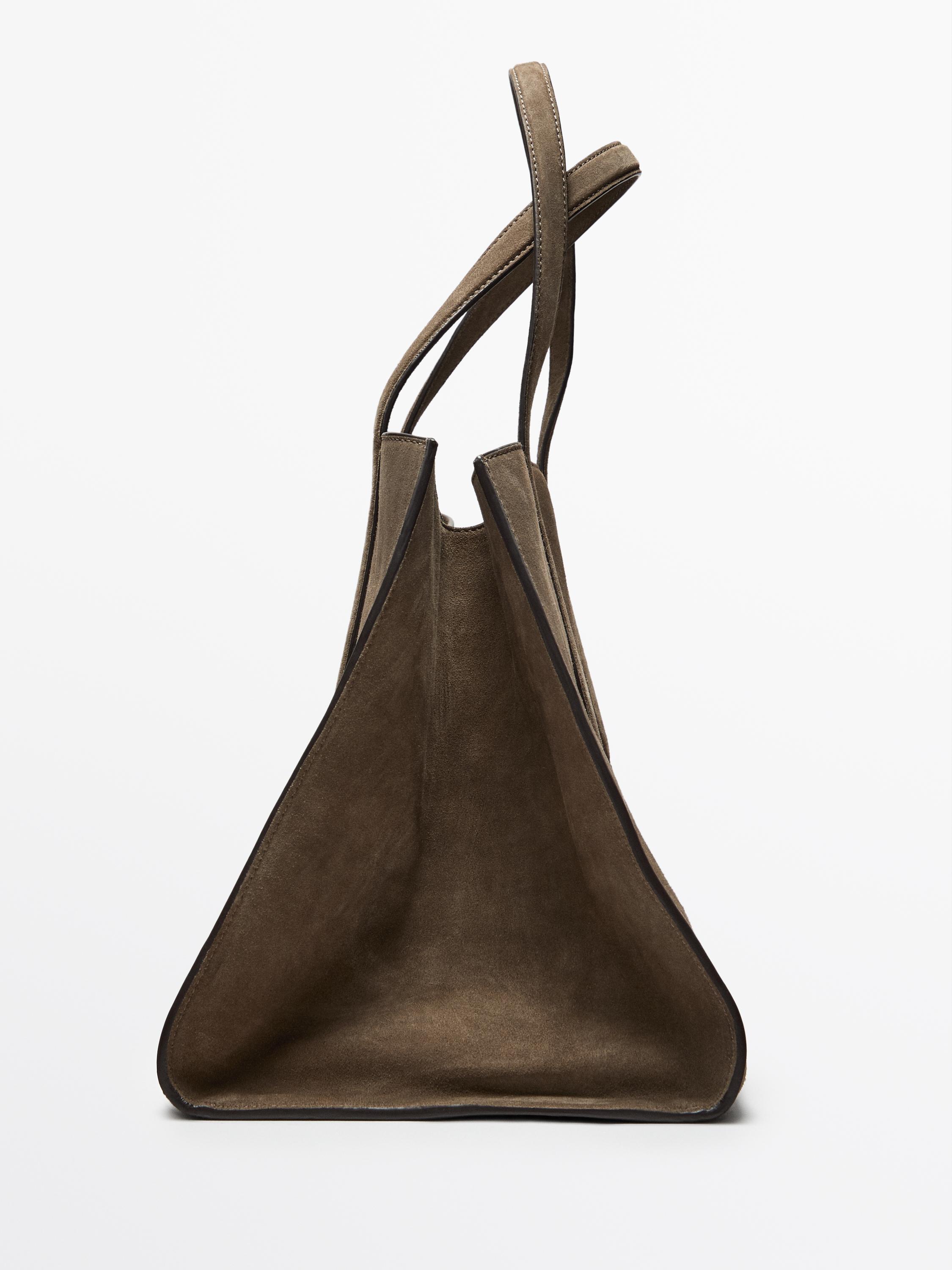 Split suede maxi tote bag