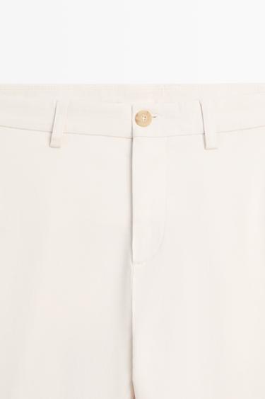 Cotton blend slim fit pants — BEIGE 9