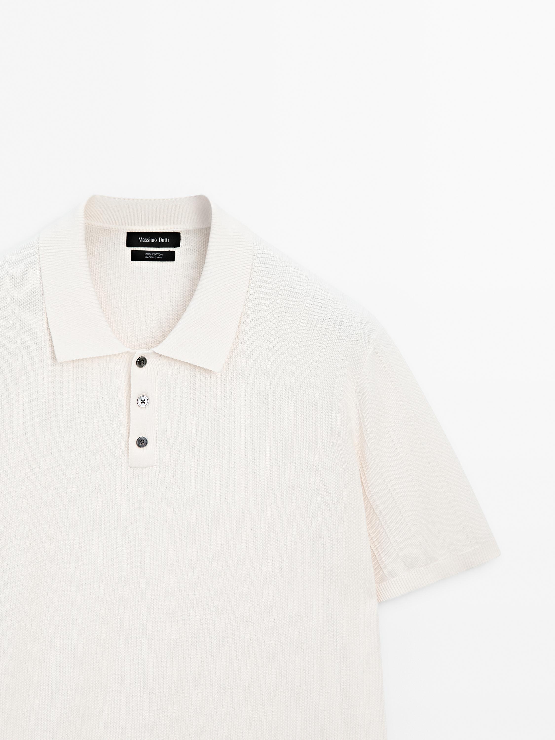 100% cotton textured knit polo shirt