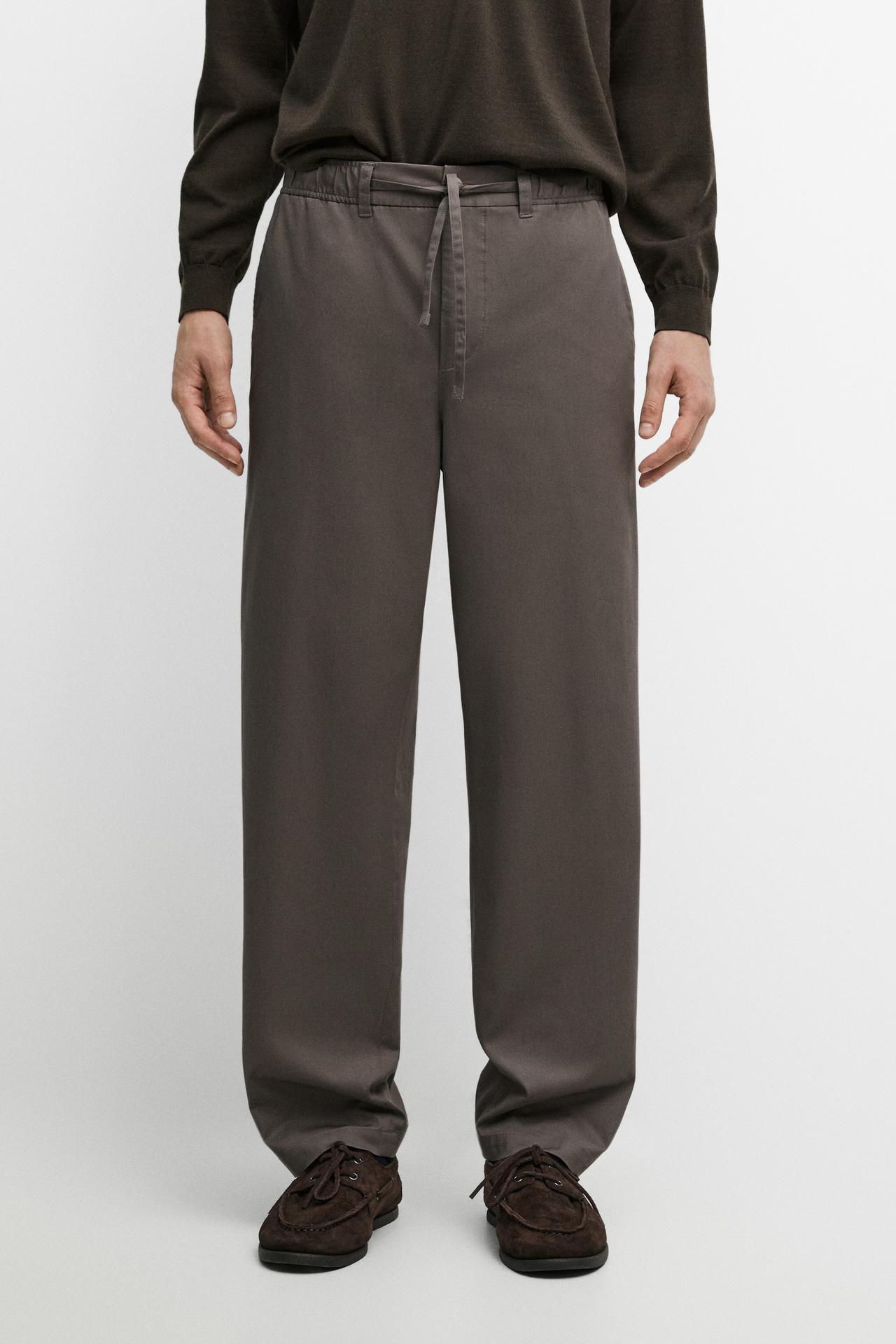 Cotton blend jogger fit pants — GREY