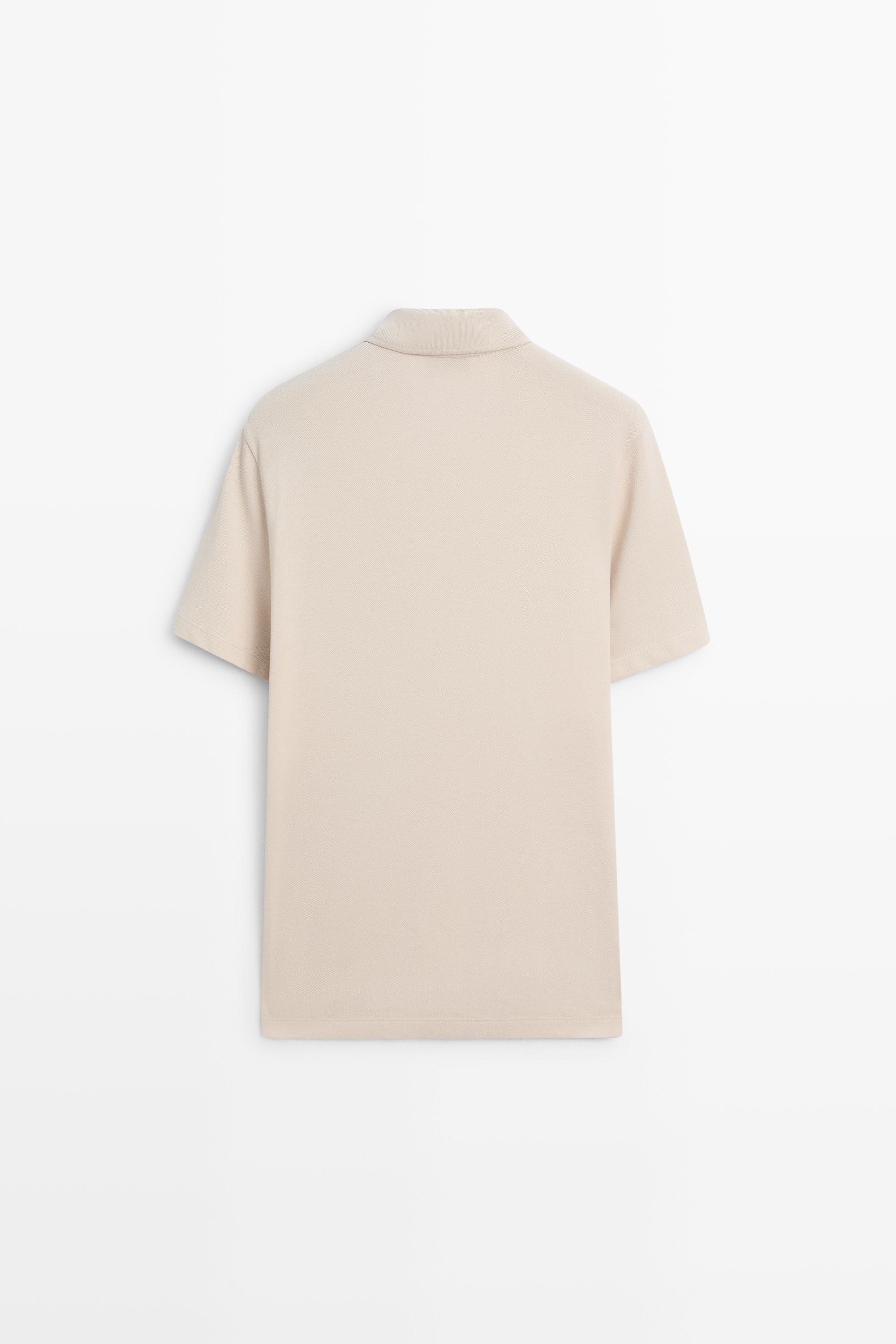 Piqué 100% cotton polo shirt — STONE