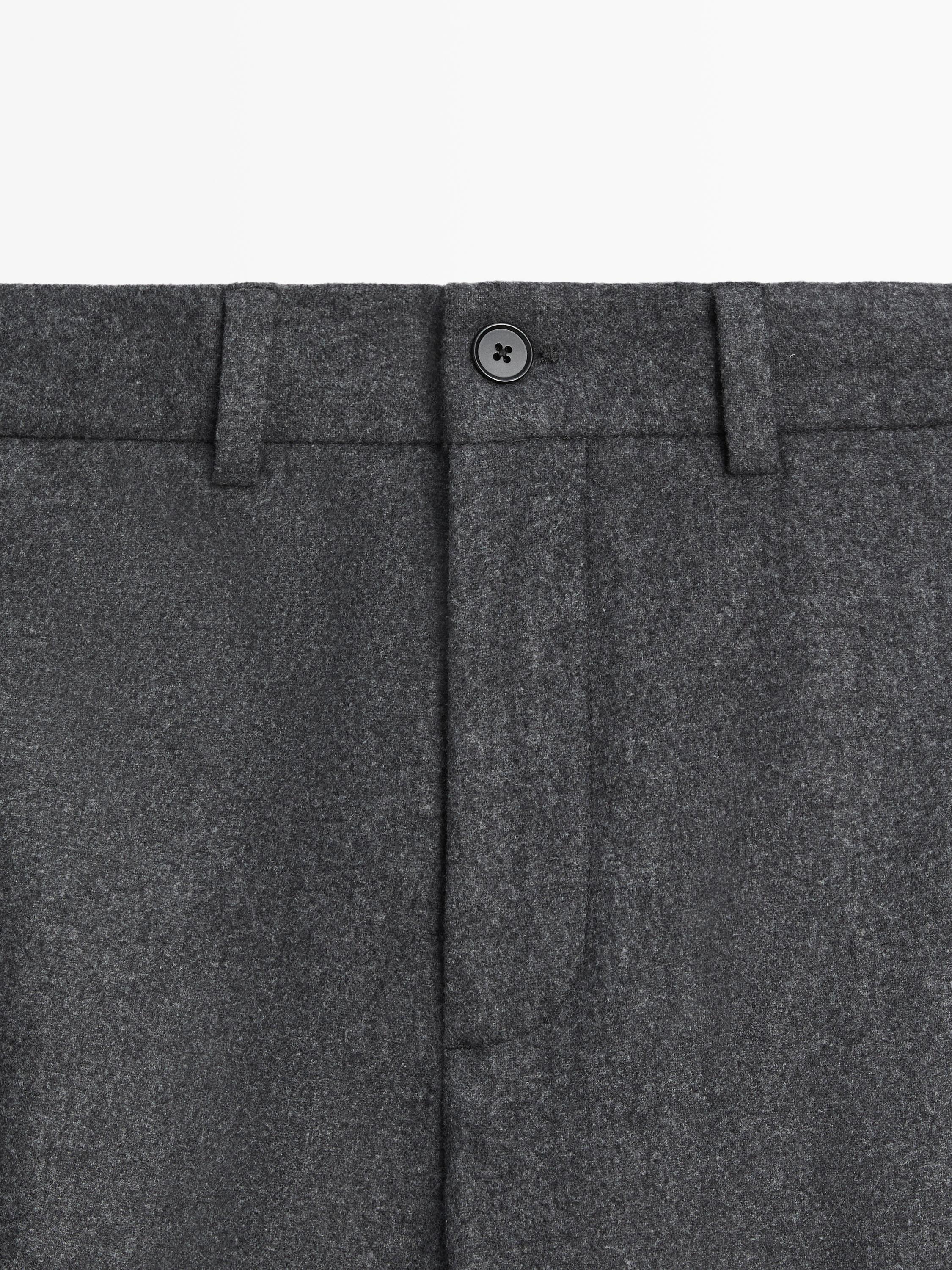 Wool blend flannel trousers — GREY
