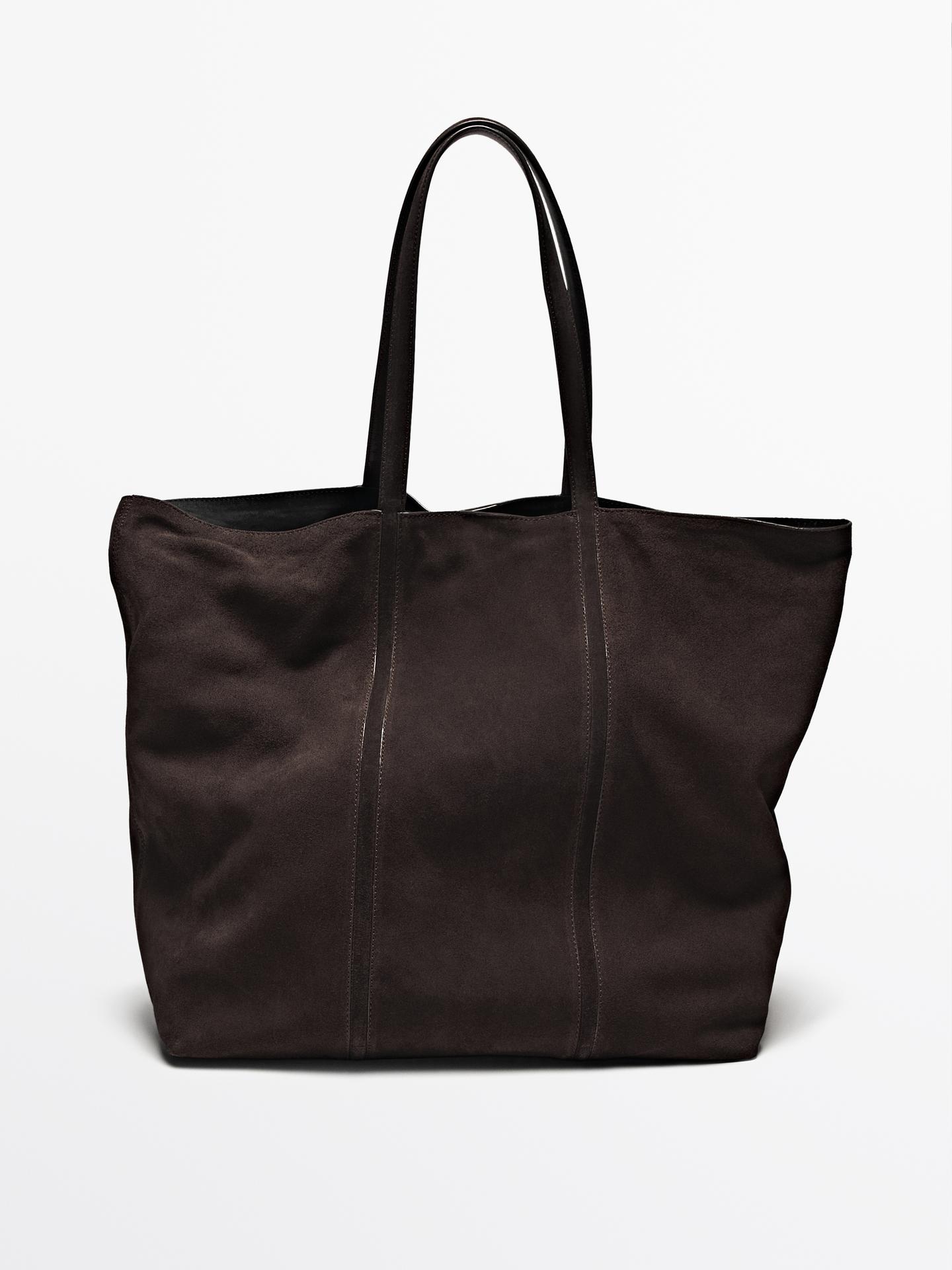 Suede Leather Tote Bag Brown Accessories Massimo Dutti suede-leather-tote-bag-brown-accessories-massimo-dutti