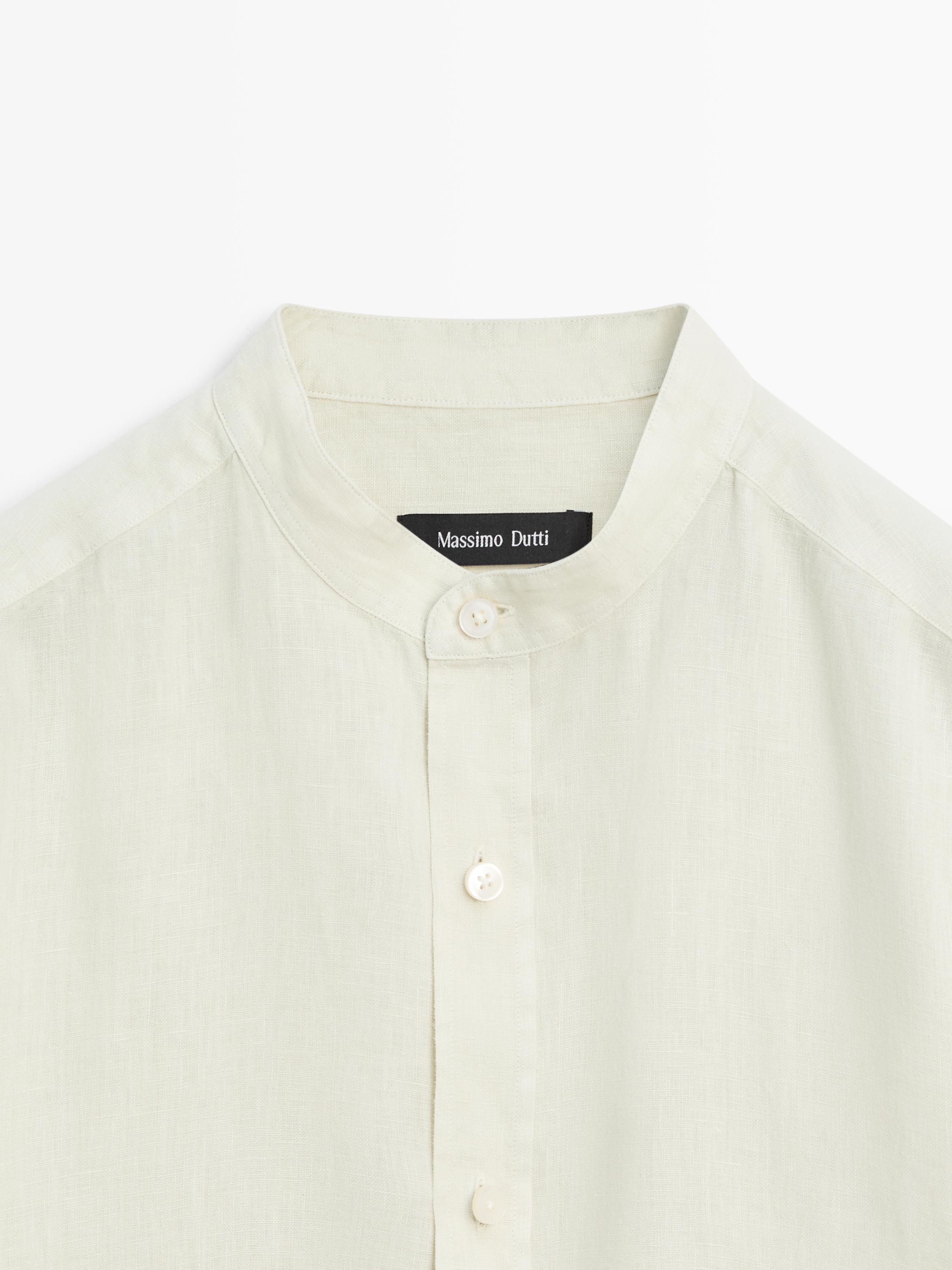Slim fit stand collar shirt — Green