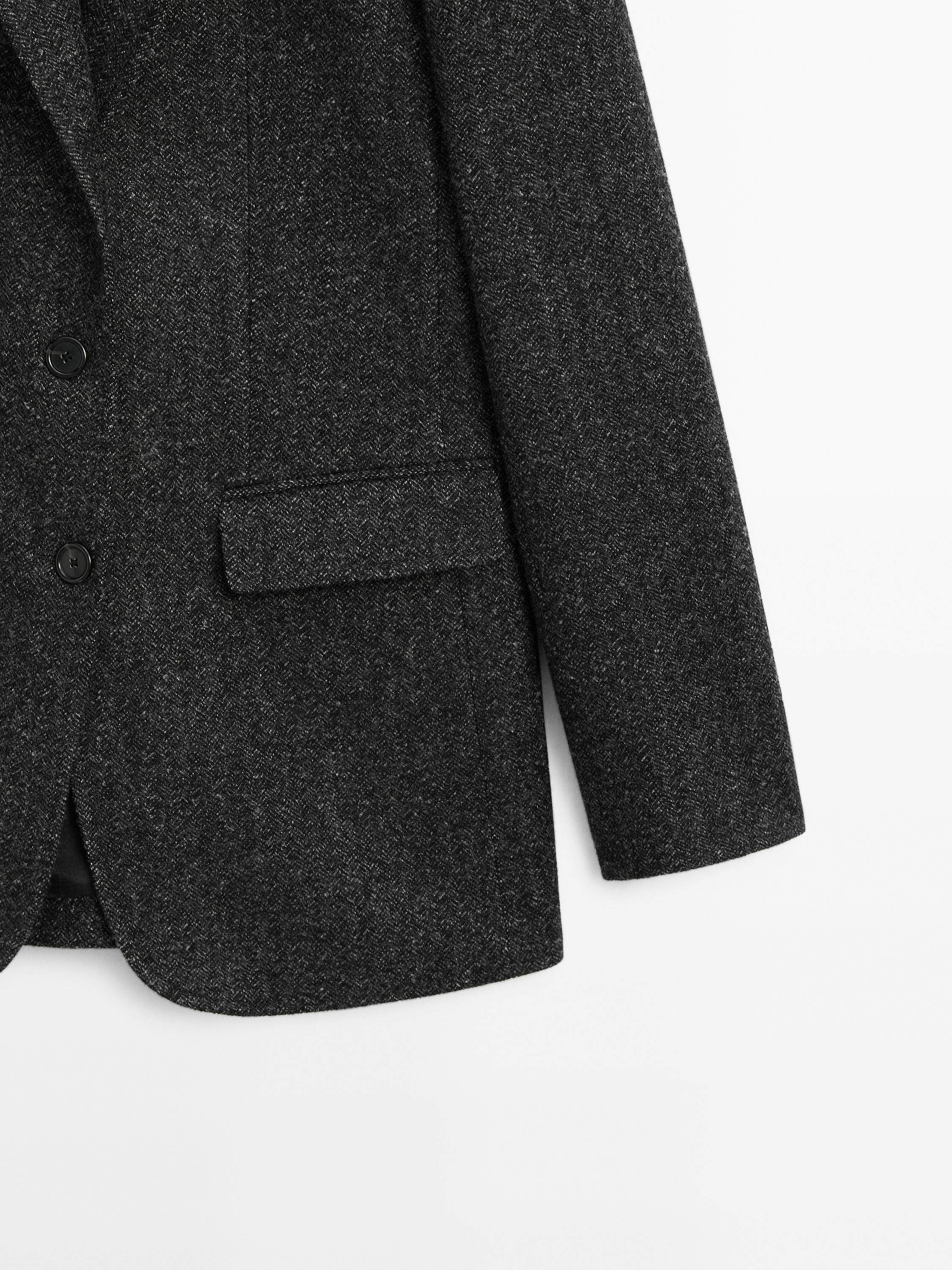 Herringbone wool blend blazer
