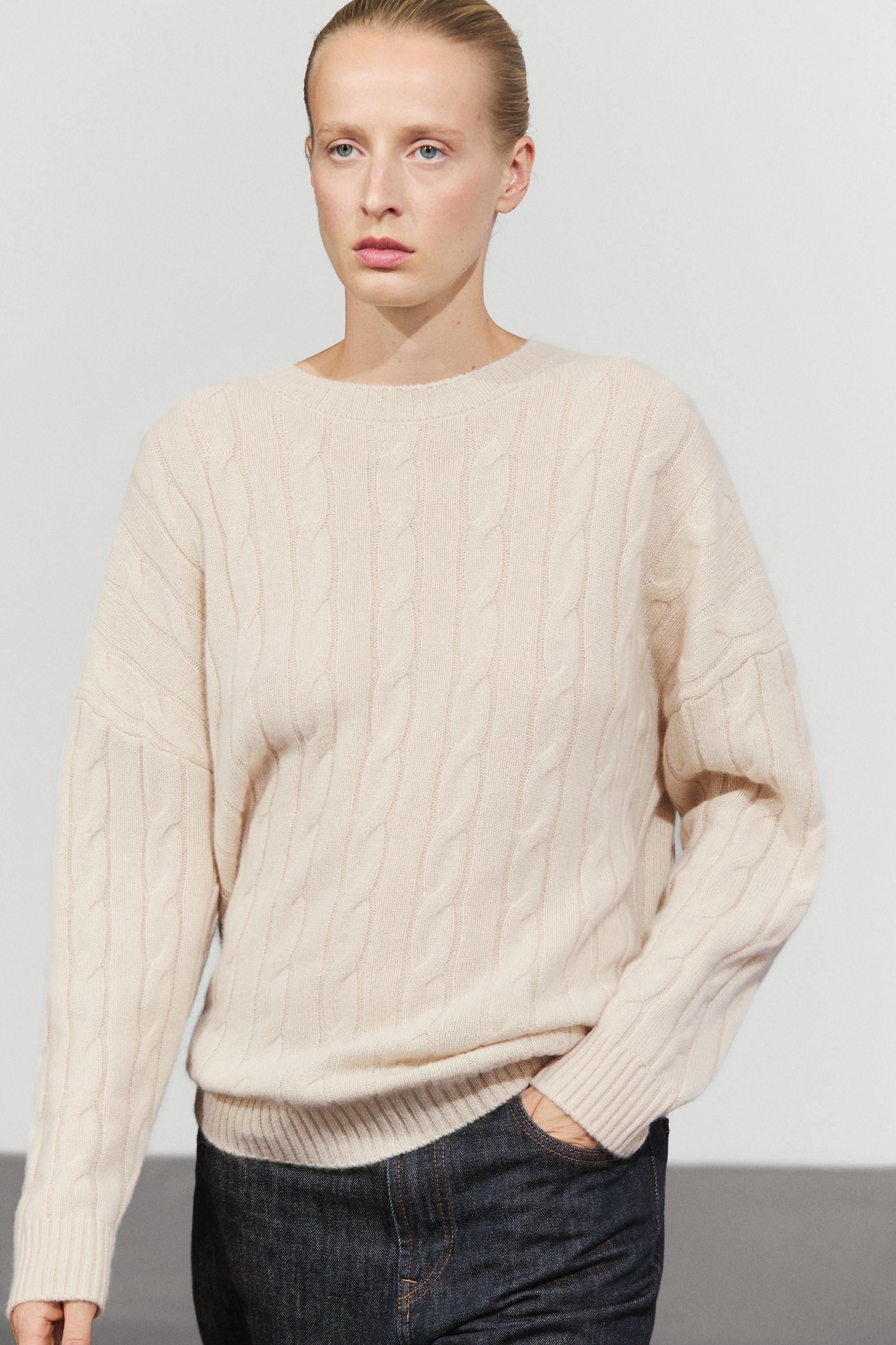 100% cashmere cable-knit sweater