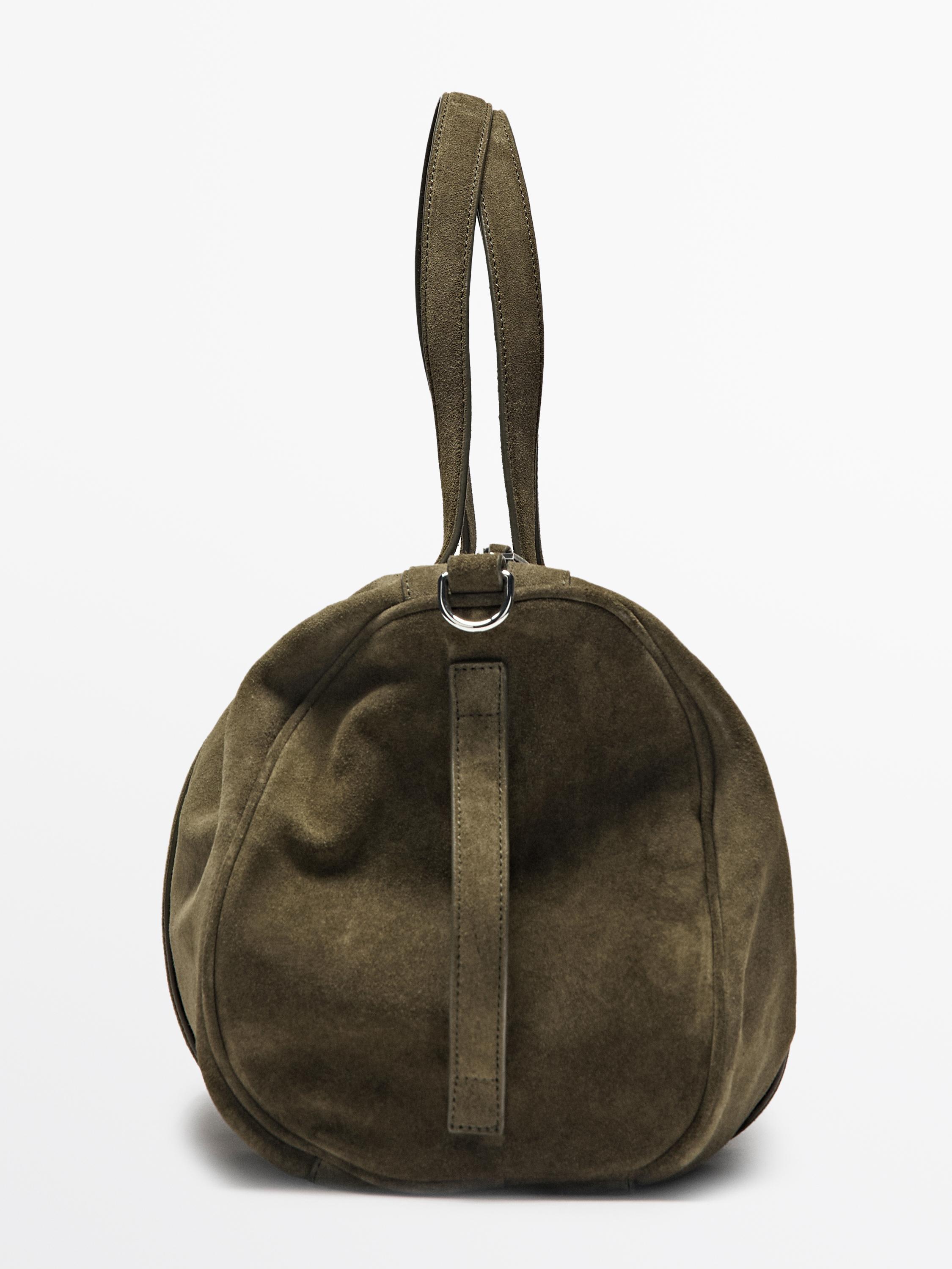 Suede leather travel bag — KHAKI