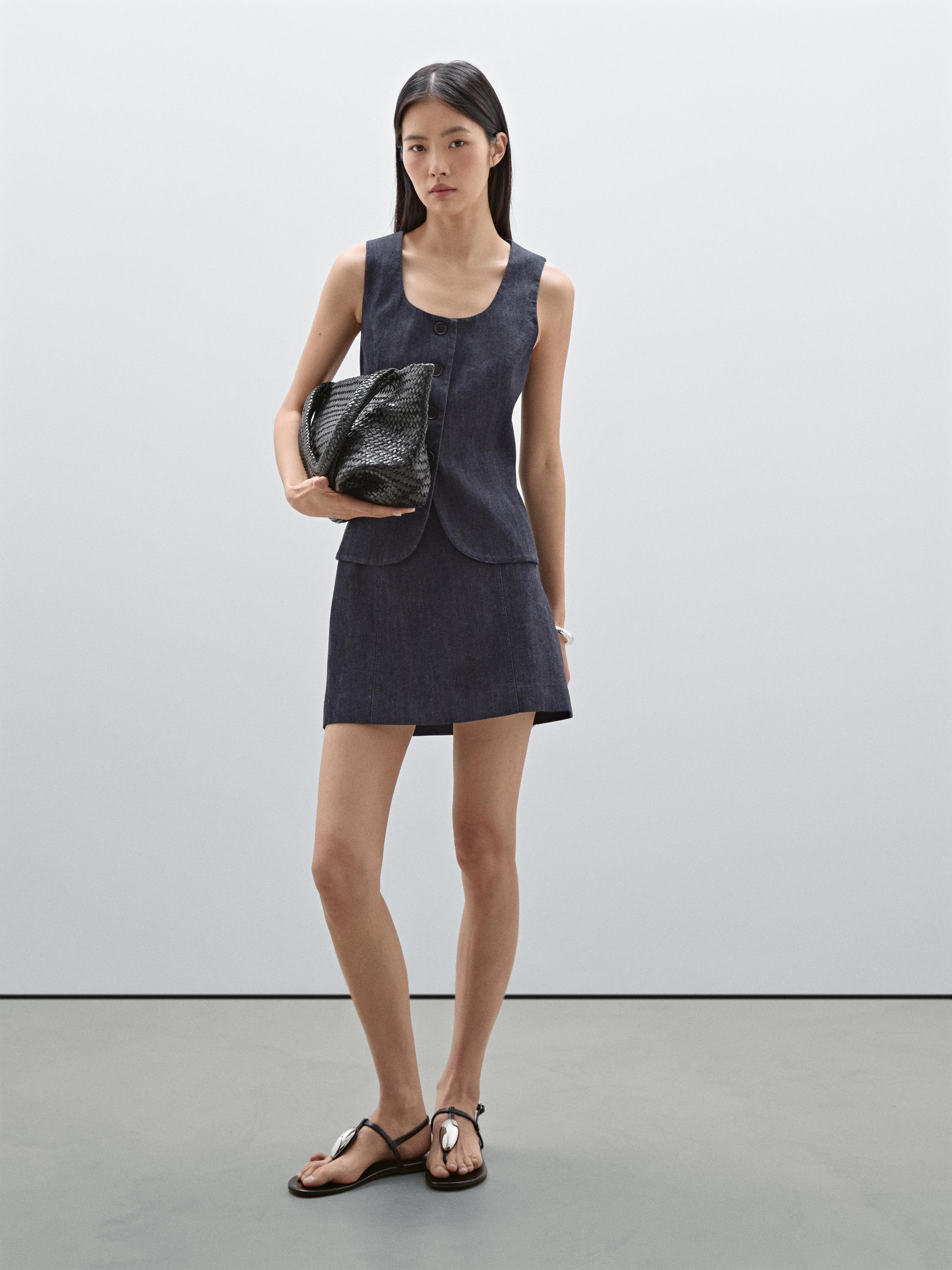 100% cotton denim mini skirt