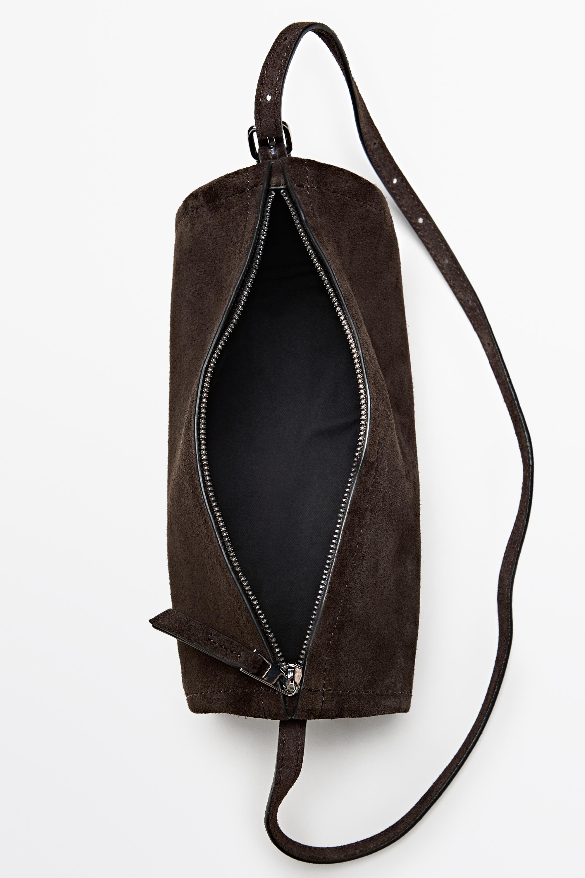 Split suede leather crossbody bag — Chocolate