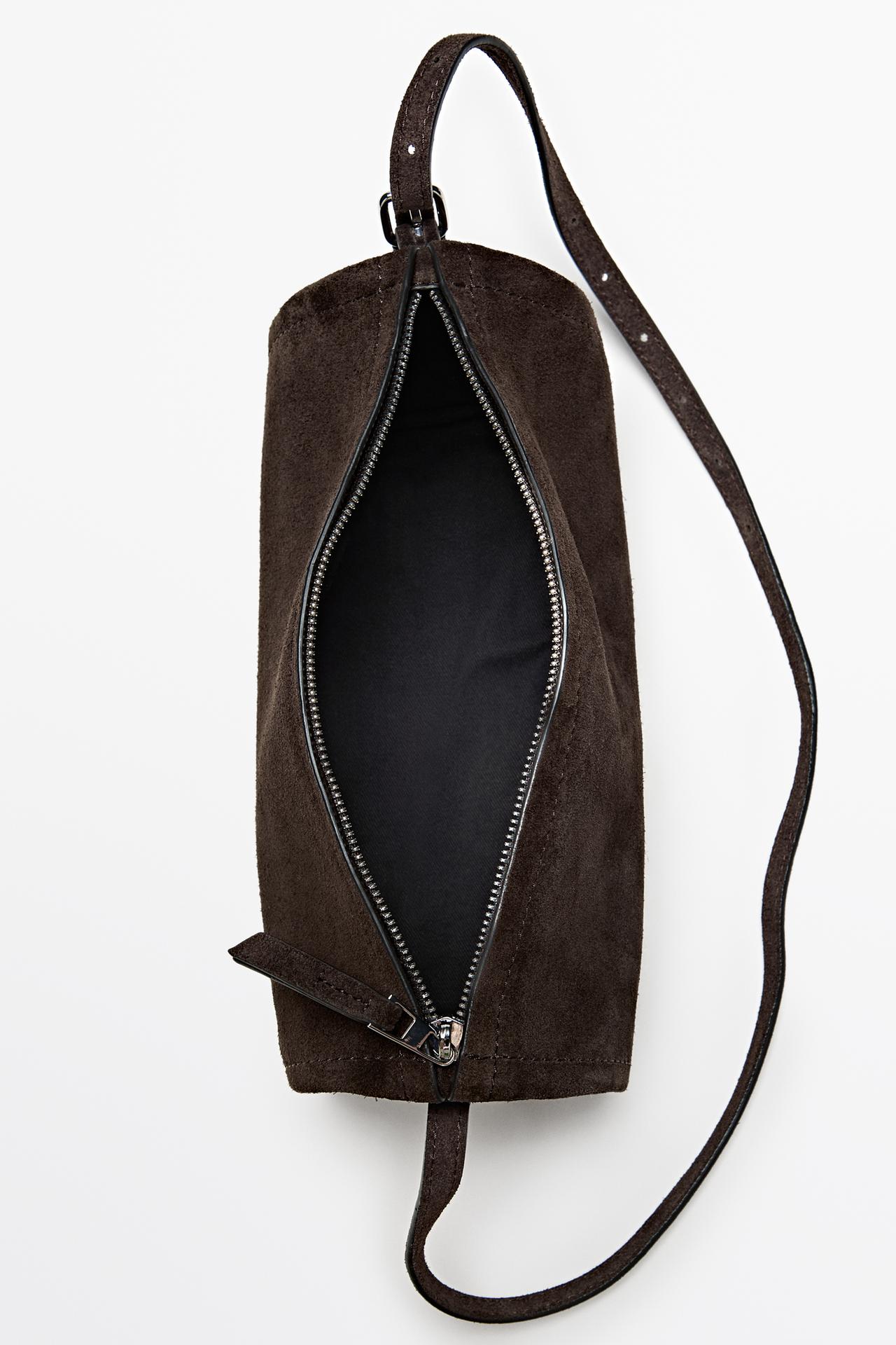 Split suede leather crossbody bag — Chocolate