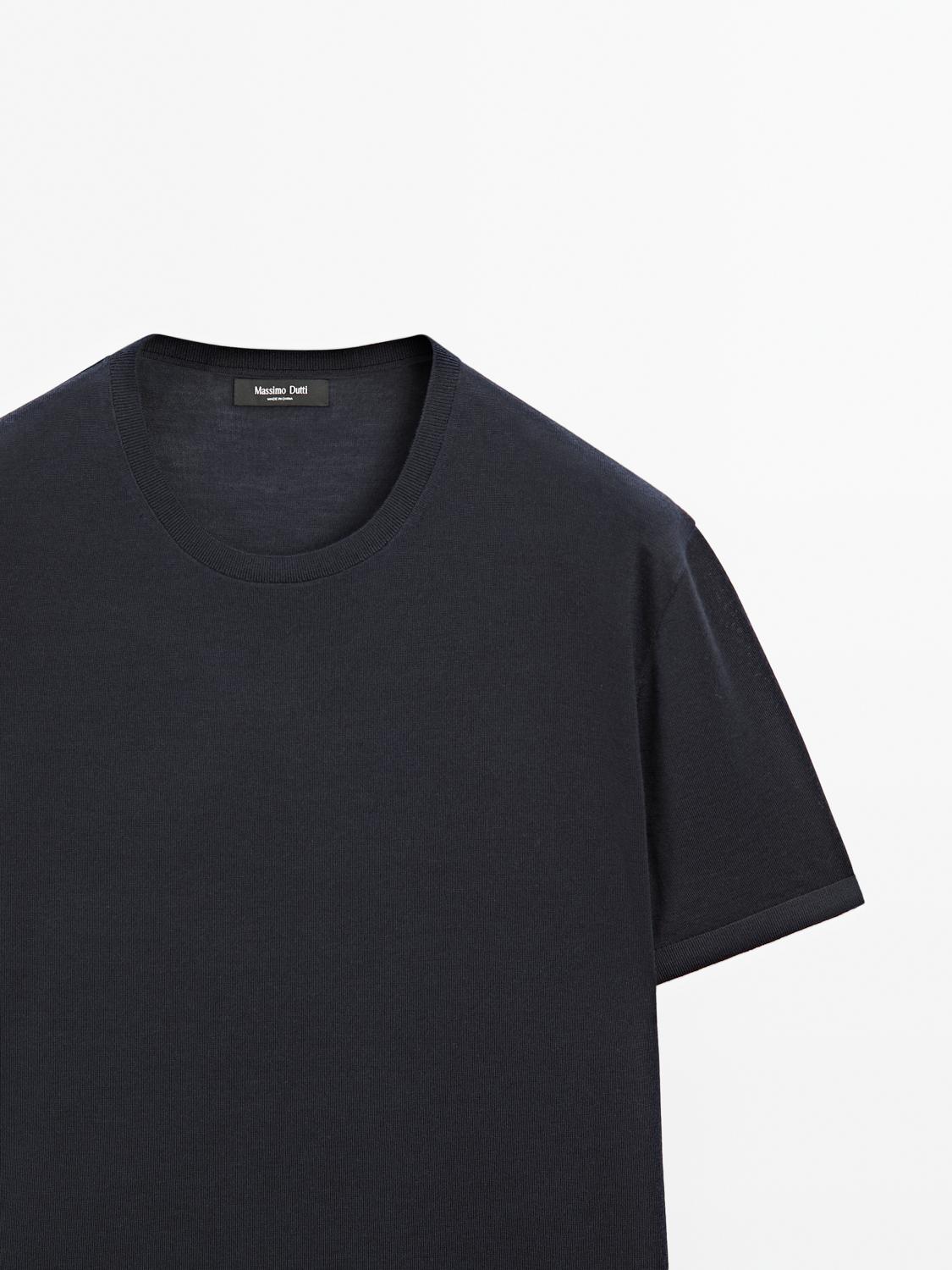 Short sleeve knit wool blend T-shirt