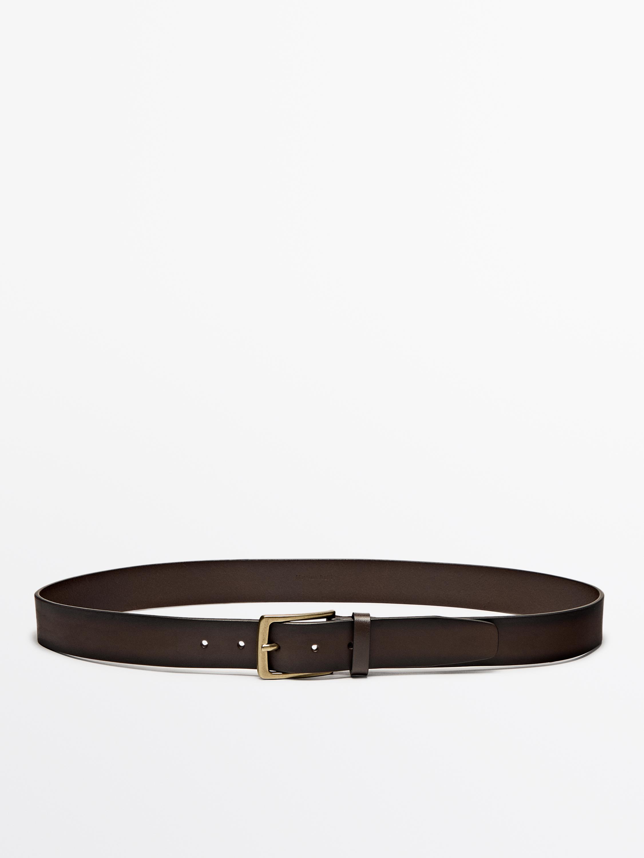 Nappa leather belt with rectangular buckle