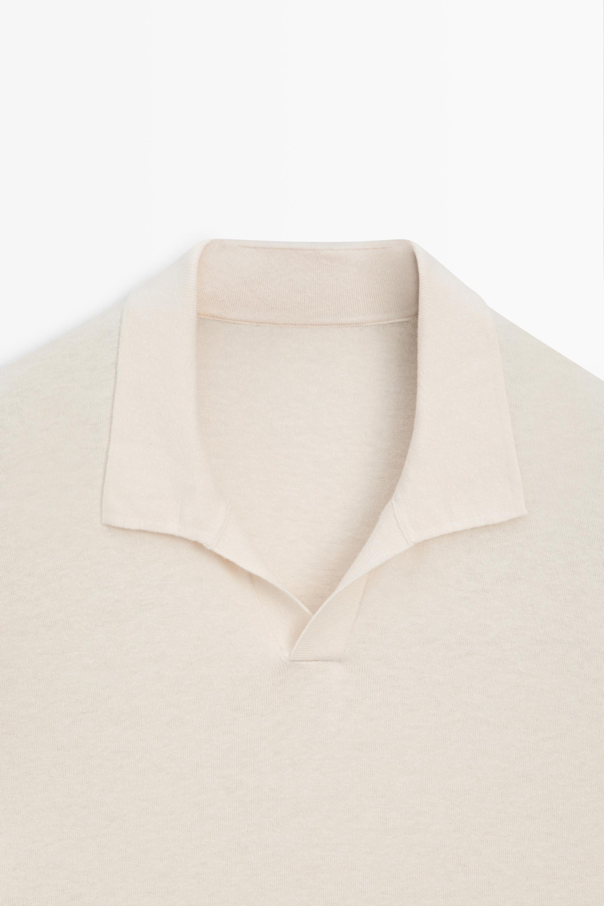 Cotton and linen knit polo sweater - LIMITED EDITION — CREAM