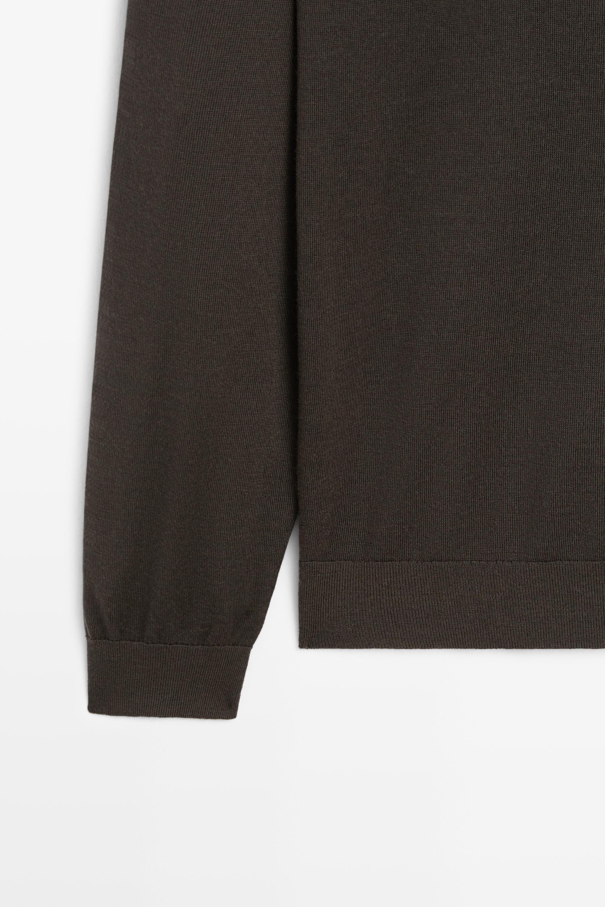 100% merino wool knit polo sweater — DARK KHAKI