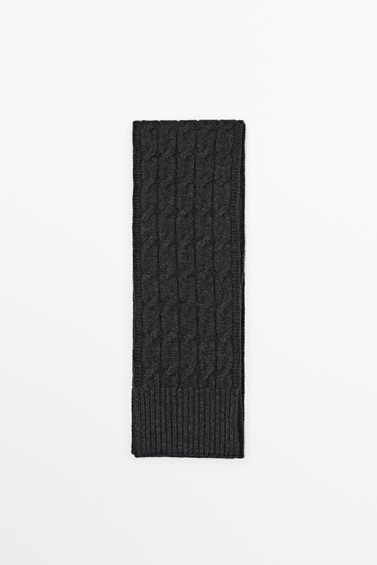 Wool and cashmere cable-knit scarf — GREY