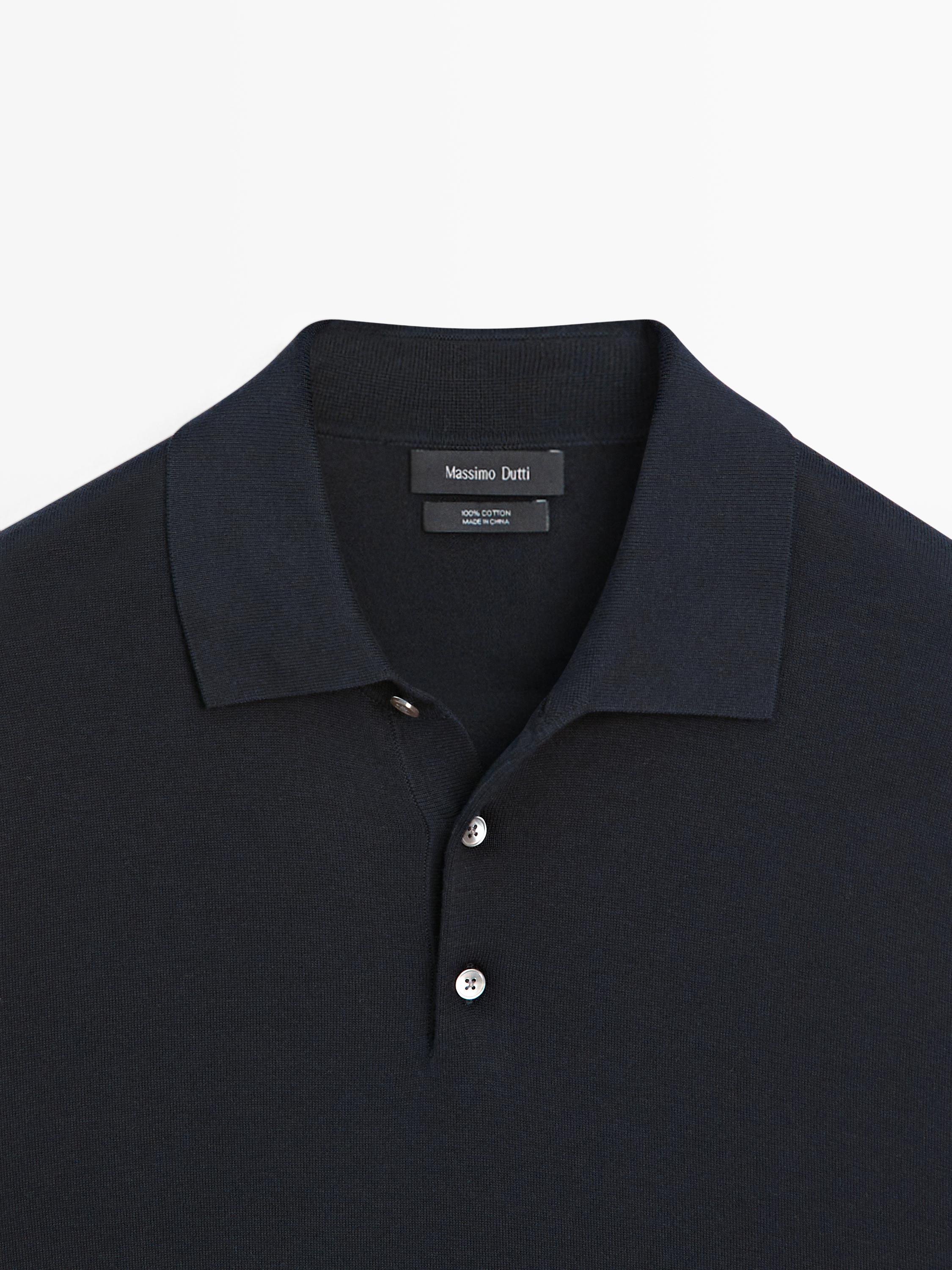 100% cotton knit polo shirt — NAVY BLUE