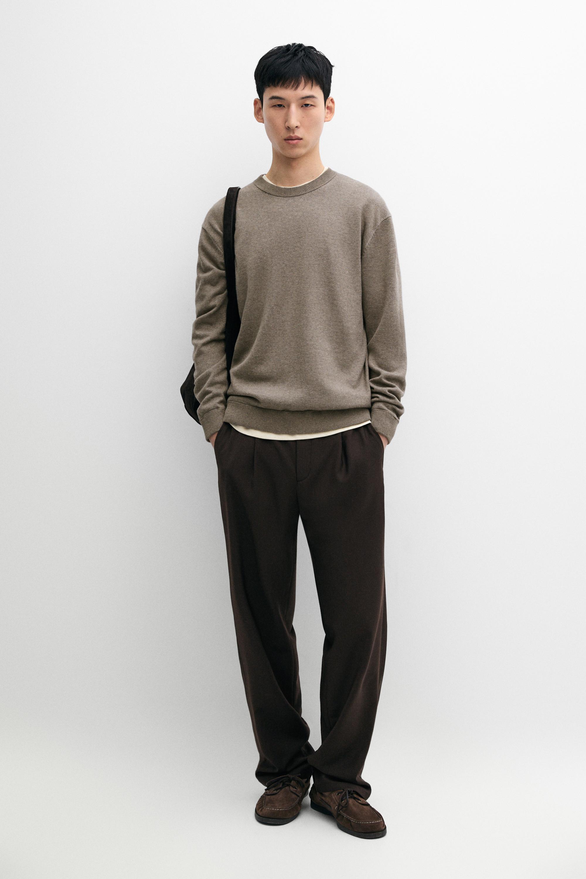 Cotton blend knit sweater