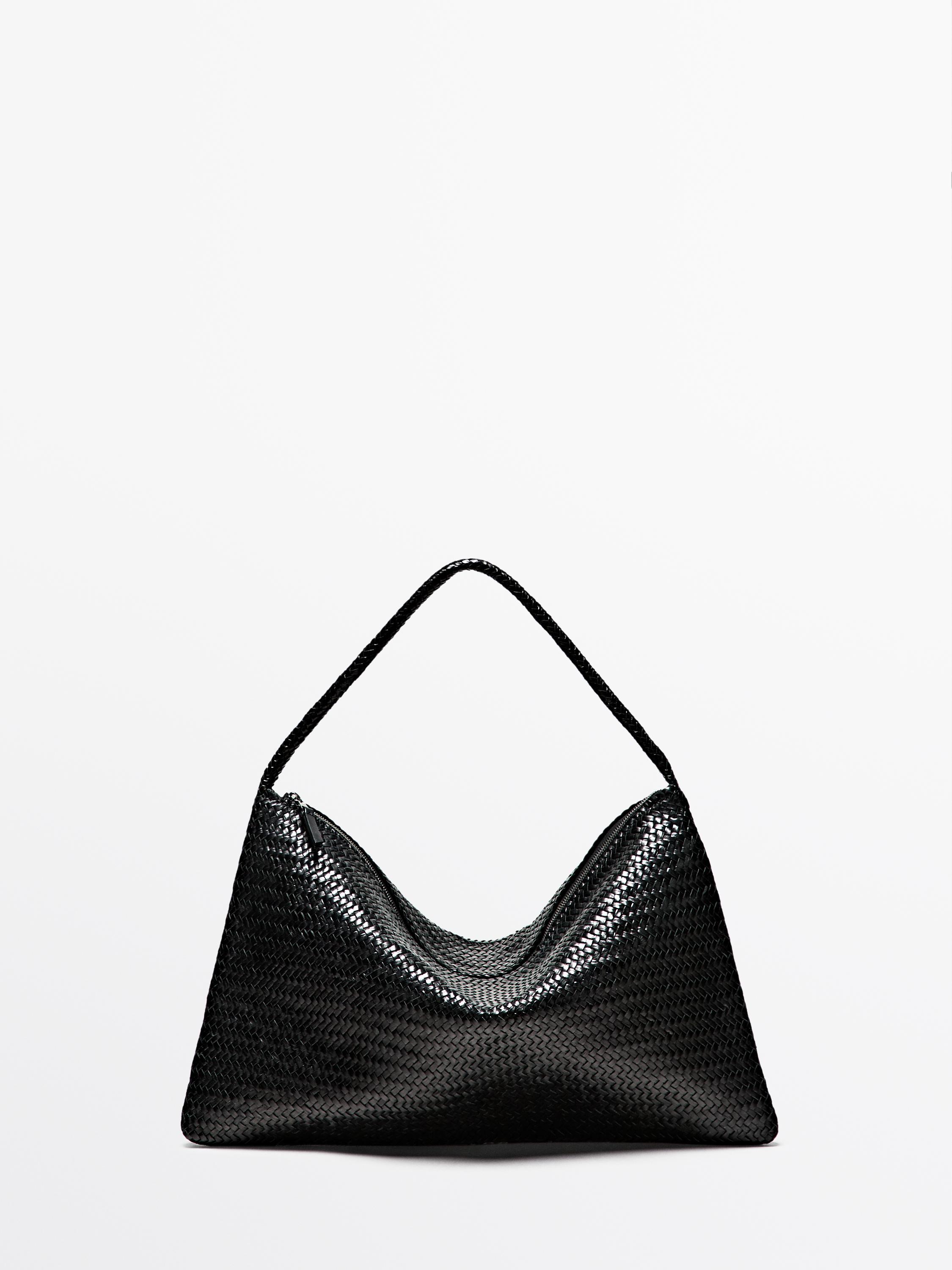 Grand sac satchel tressé en cuir nappa