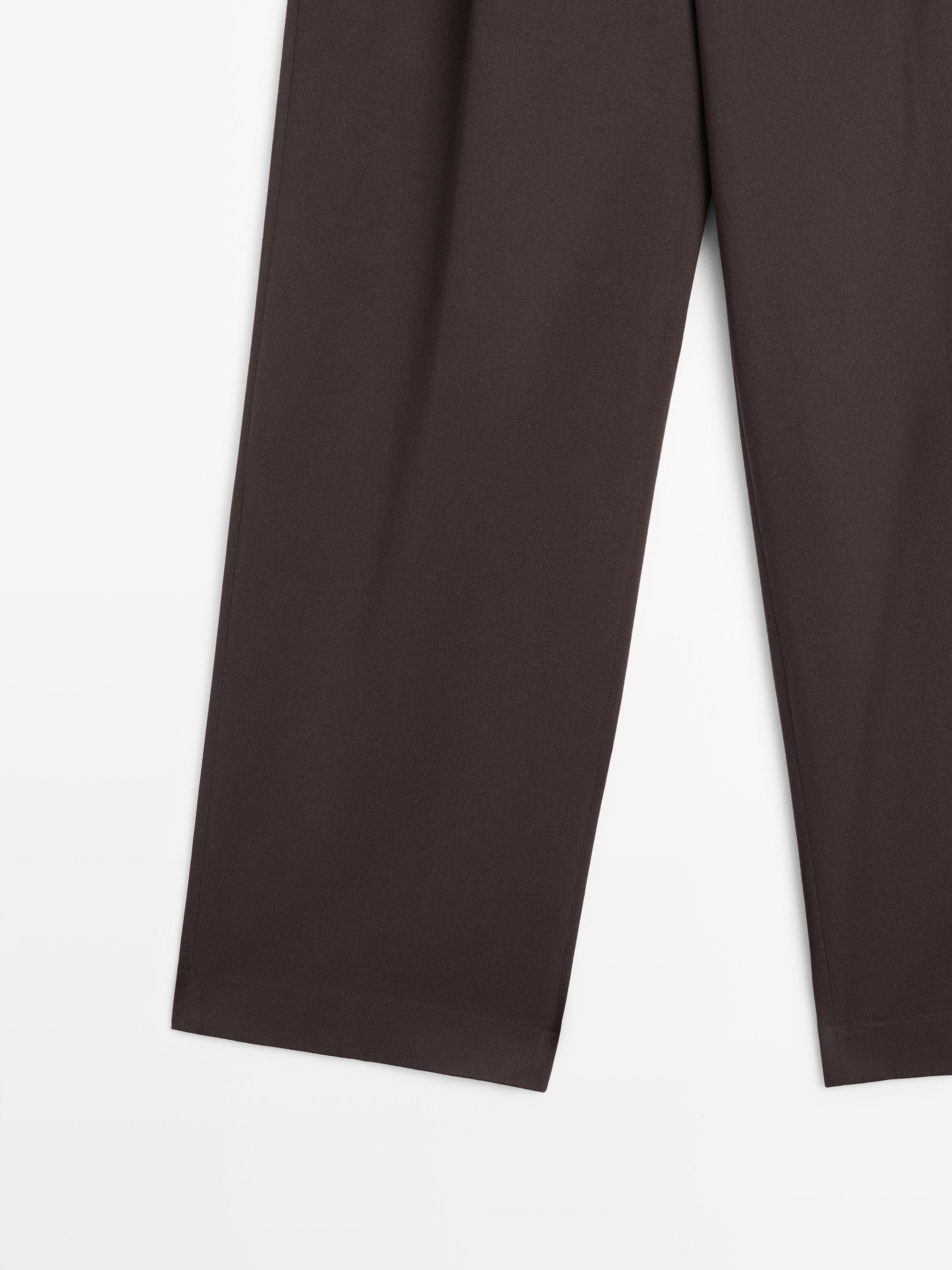 Darted cotton trousers — Chocolate