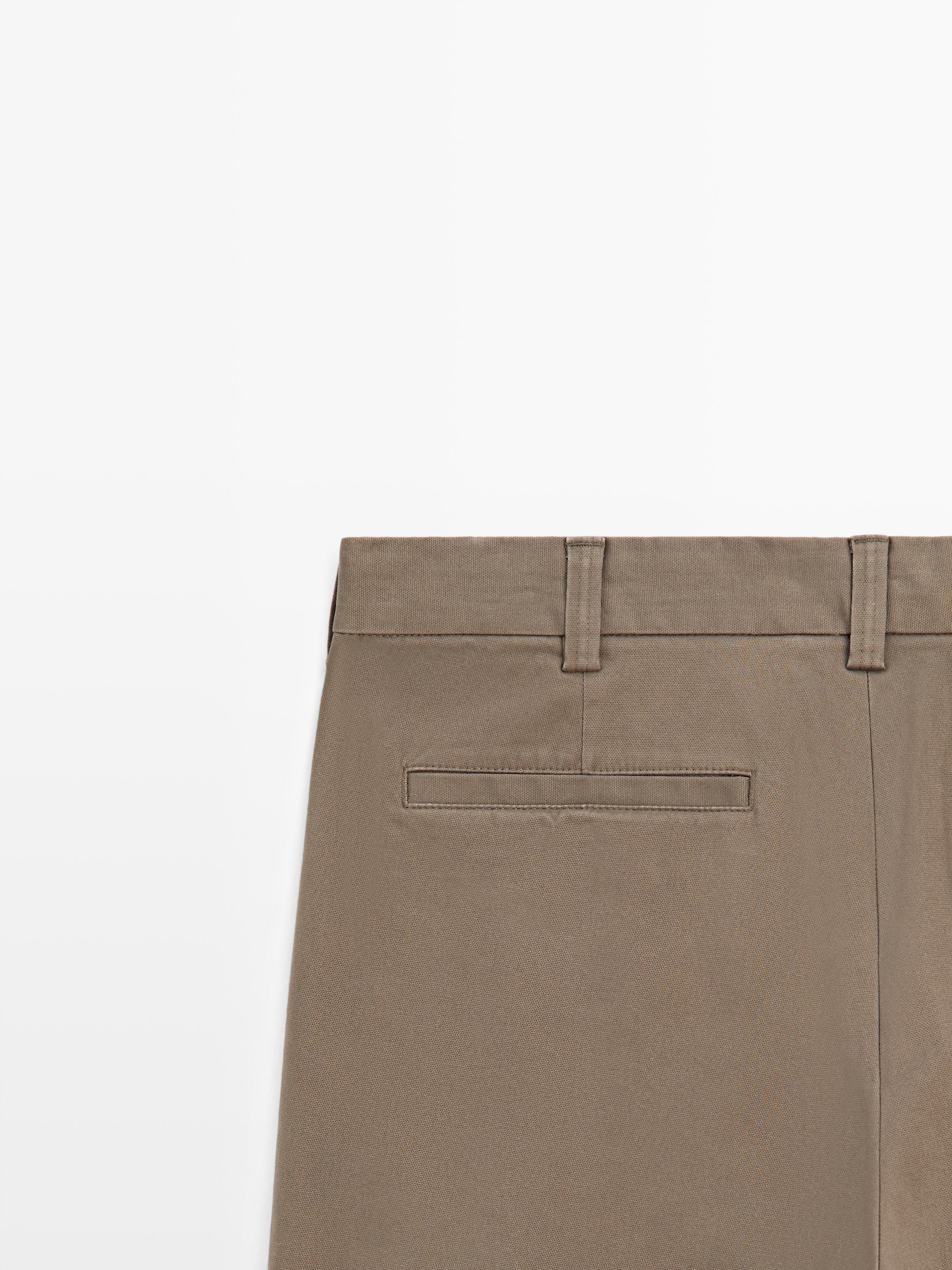Tapered fit micro textured trousers — MINK