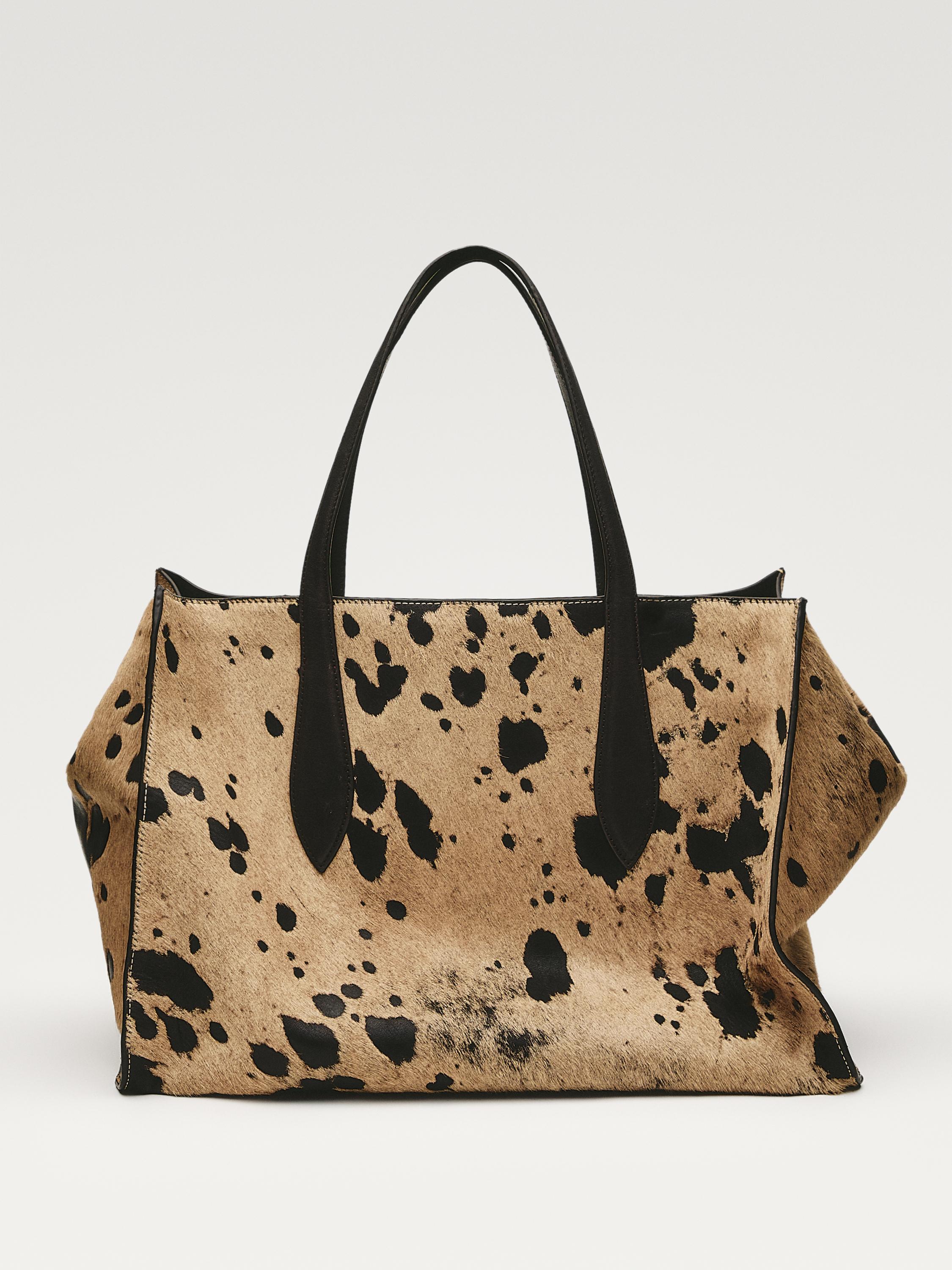 Animal print hair-on leather maxi icon bag