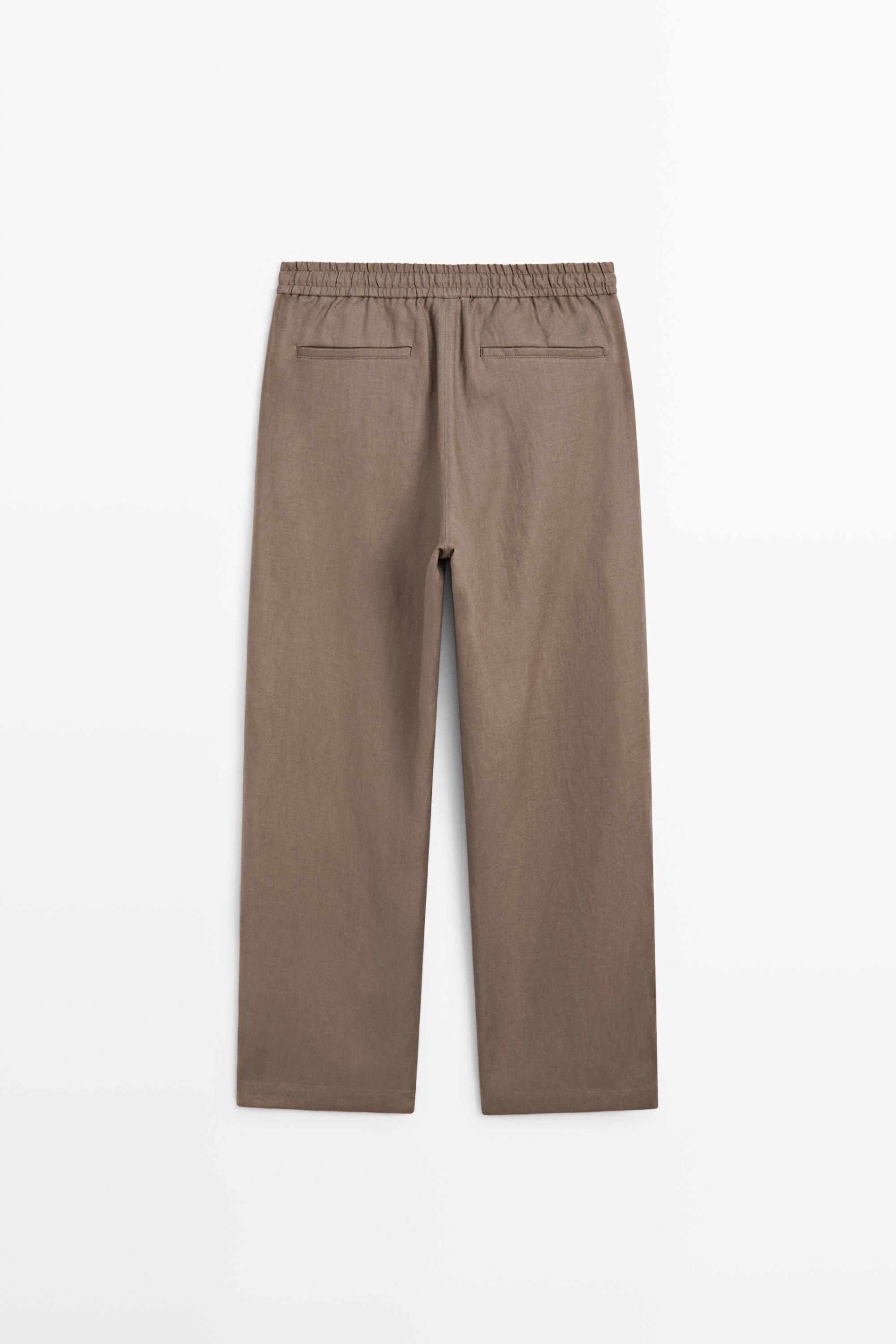 100% linen relaxed fit pants — MINK