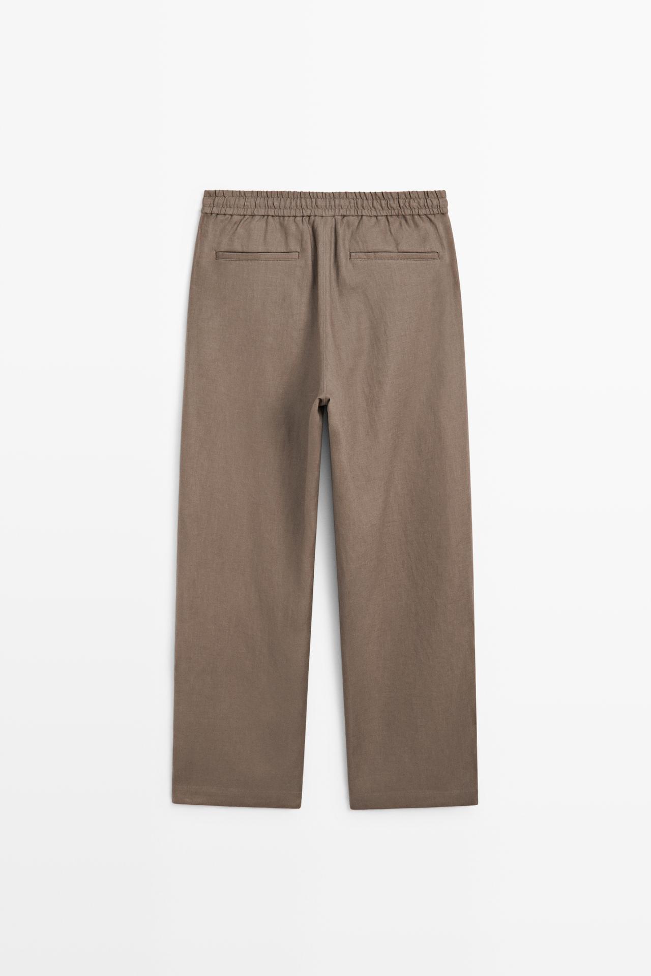 100% linen relaxed fit pants — MINK