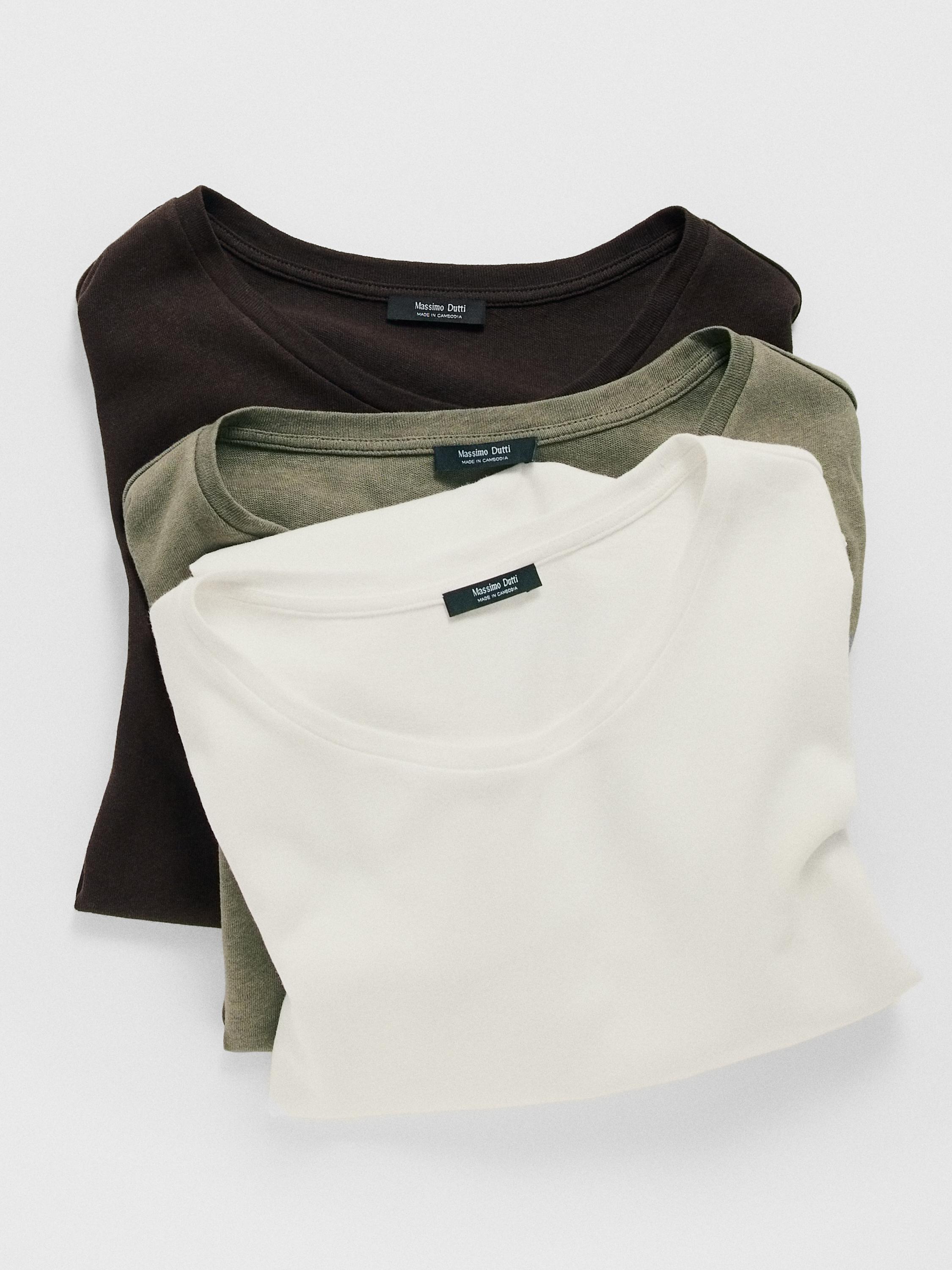 Short sleeve linen and cotton T-shirt — Off white