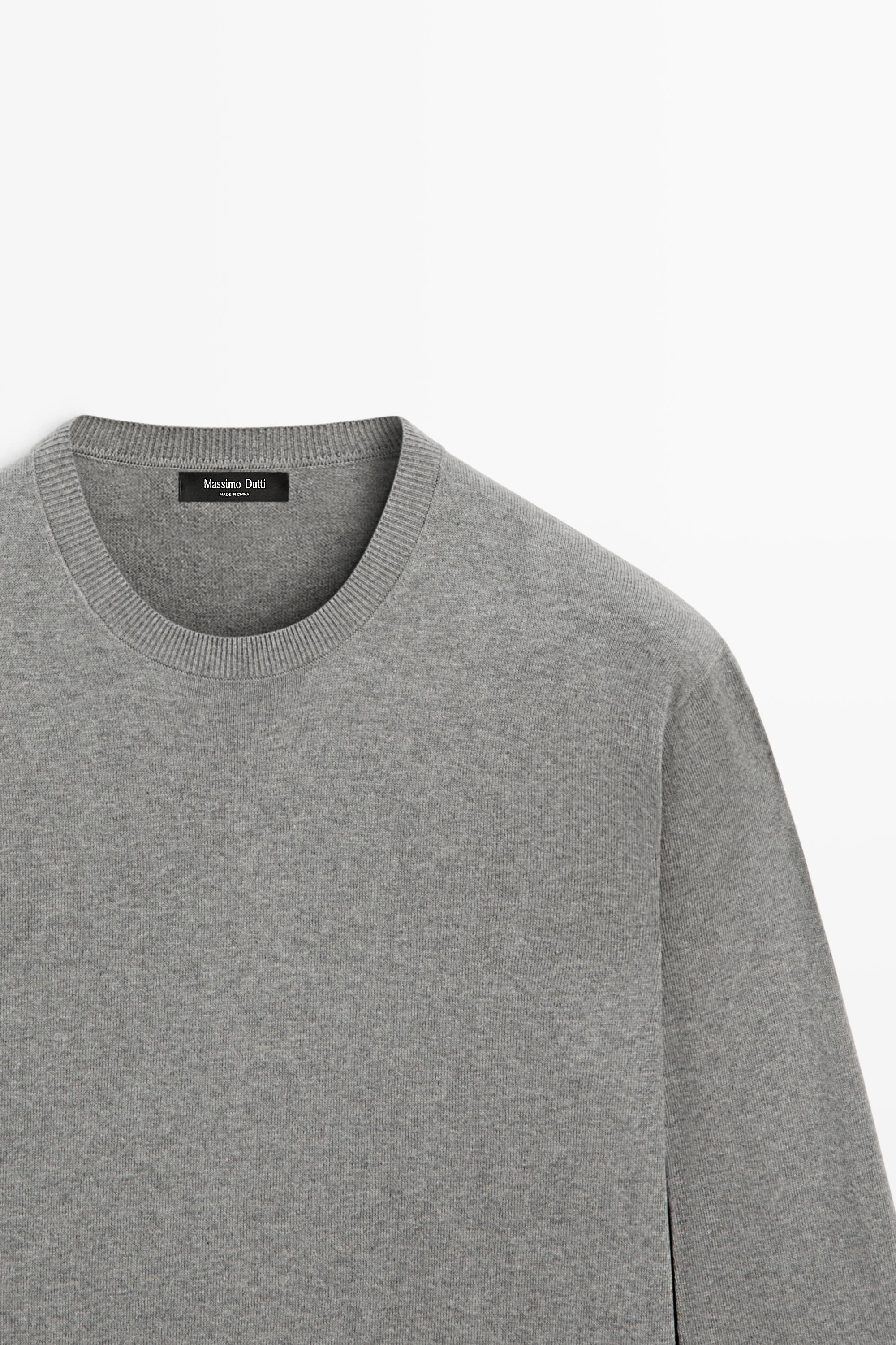 Cotton blend knit sweater — ANTHRACITE GREY